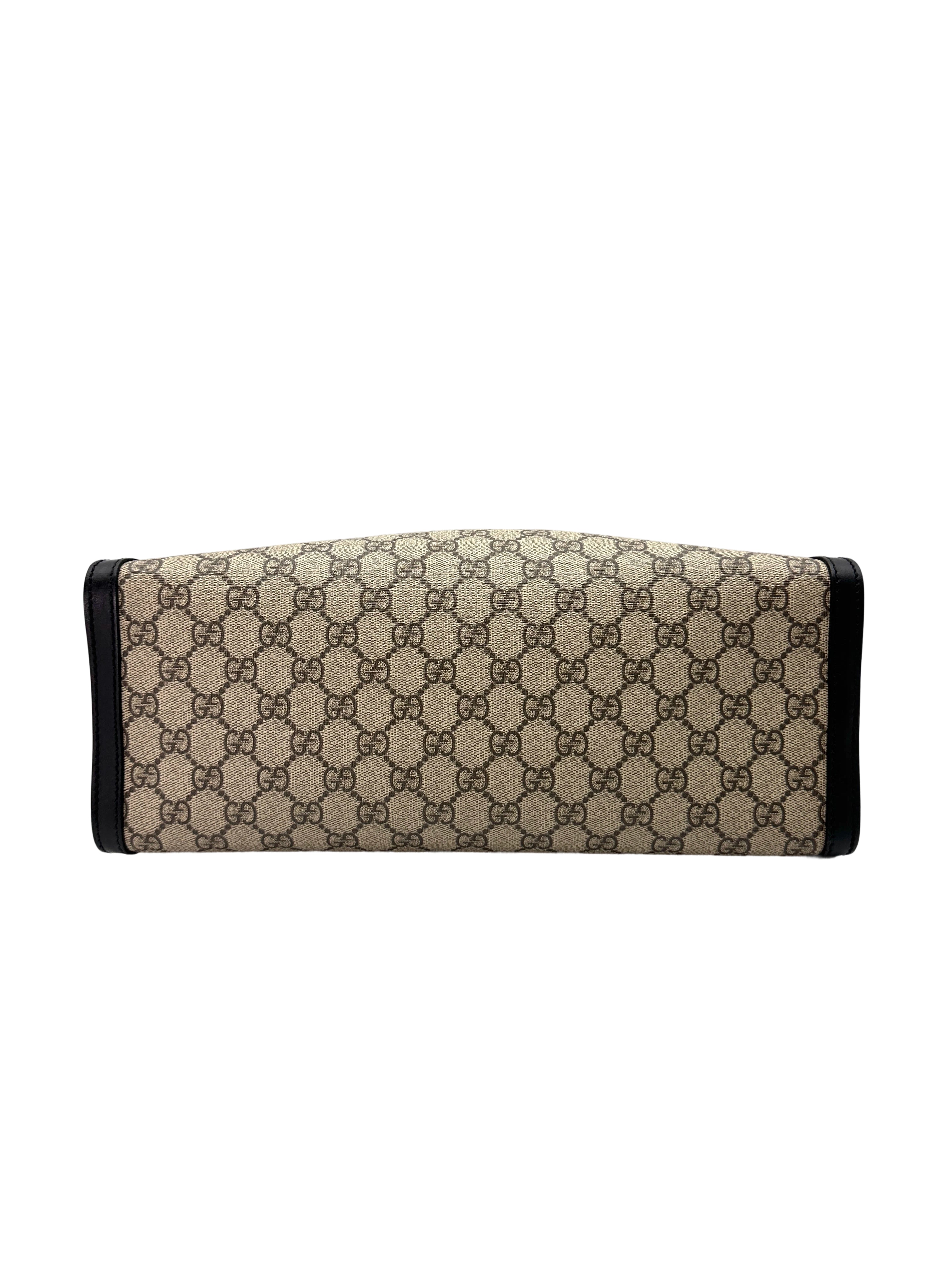 Gucci Padlock GG Supreme Medium Size Shoulder Bag With Black Trim GG896