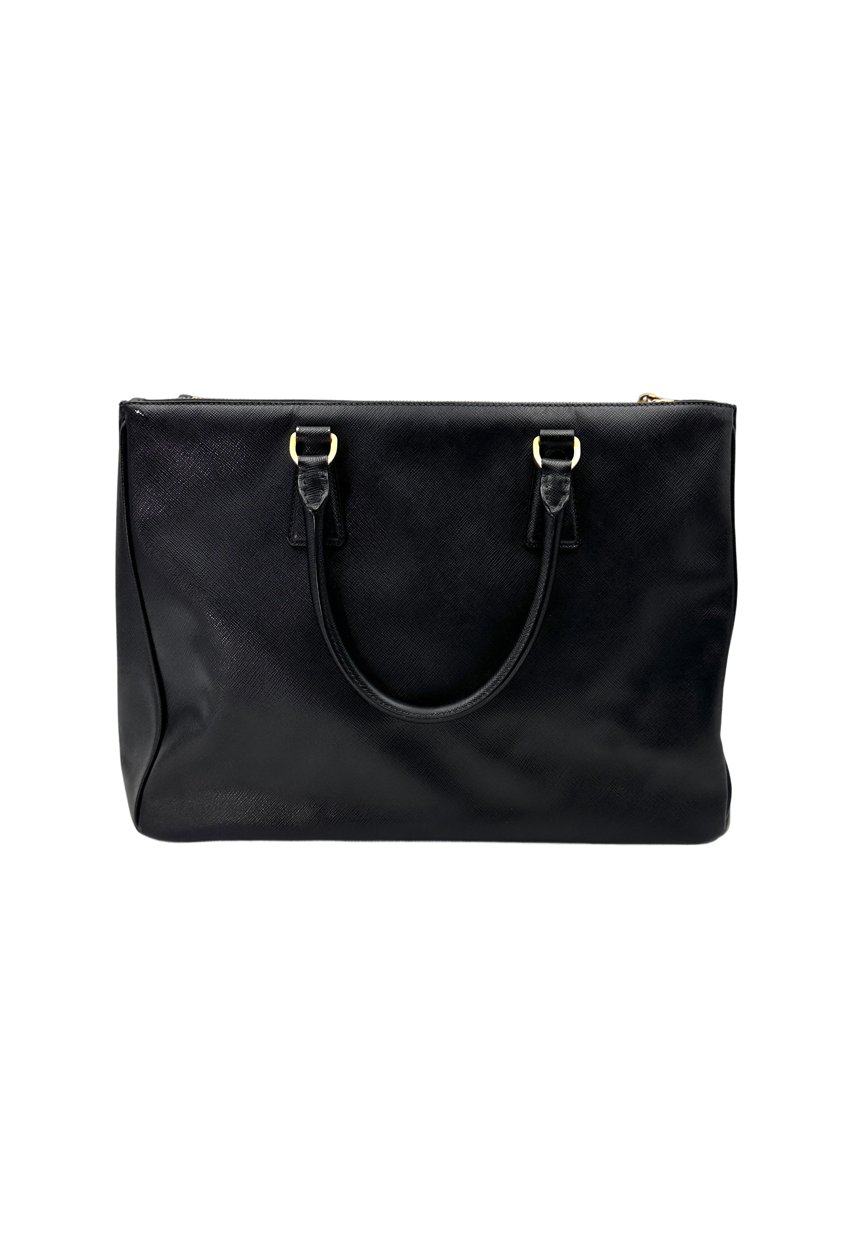 Prada Galleria Black Saffiano Leather Handle Bag PR296