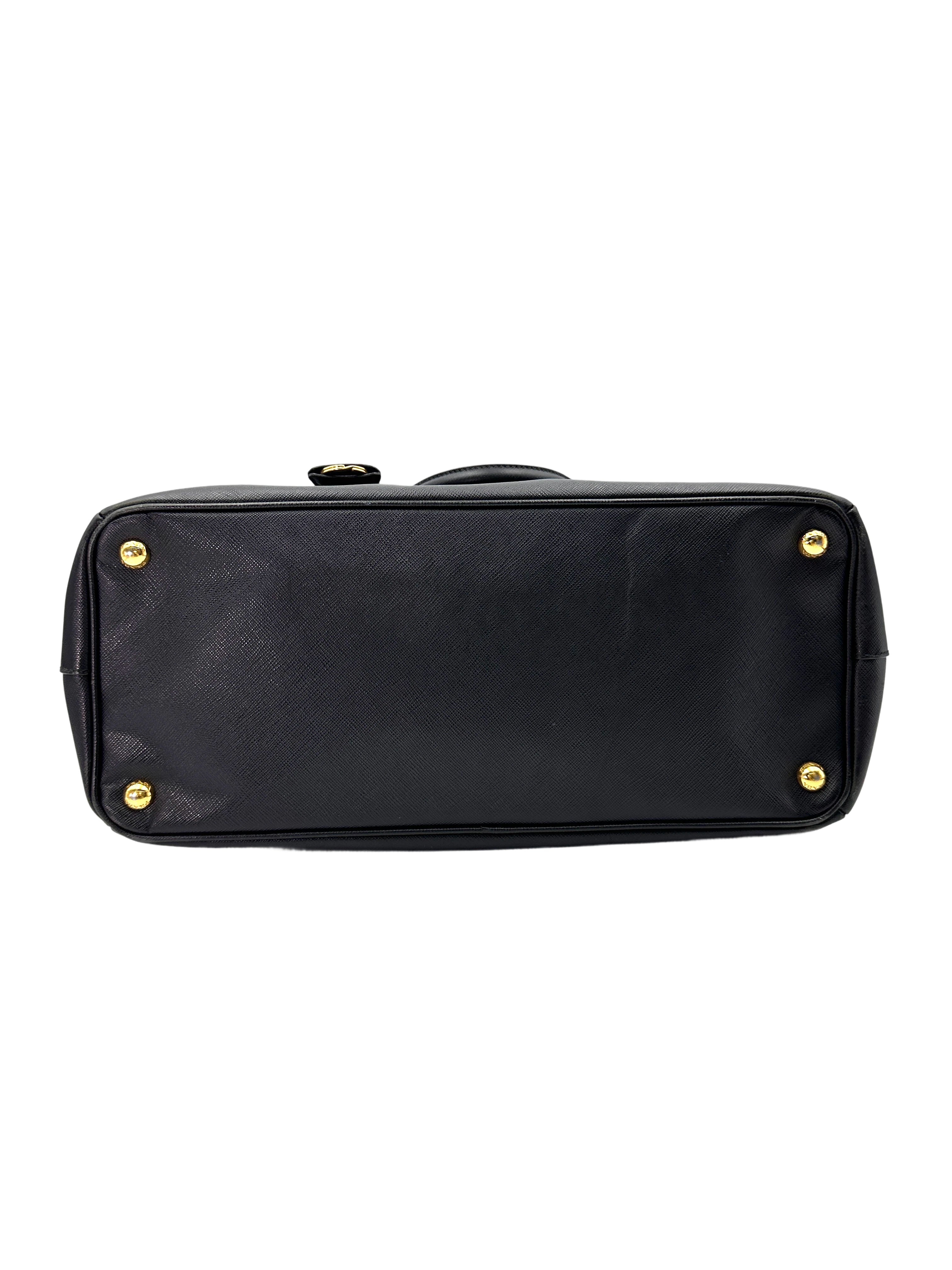 Prada Galleria Black Saffiano Leather Handle Bag PR296