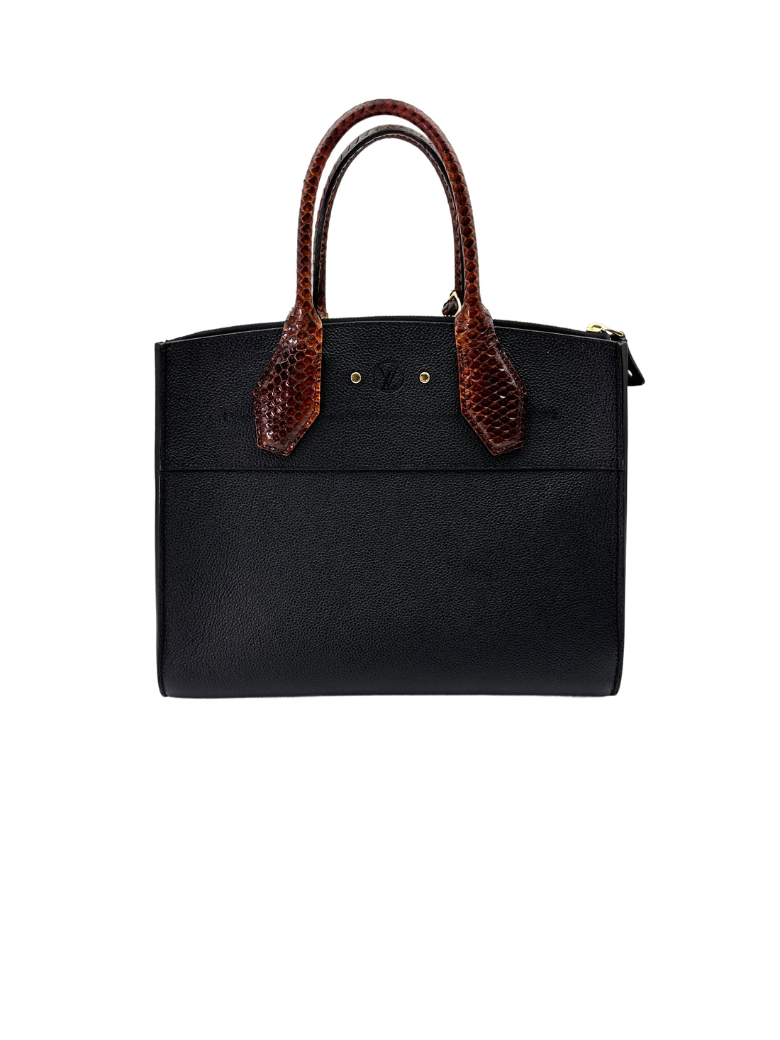 Louis Vuitton City Steamer Black Grained Leather Python Handle Bag LV2560
