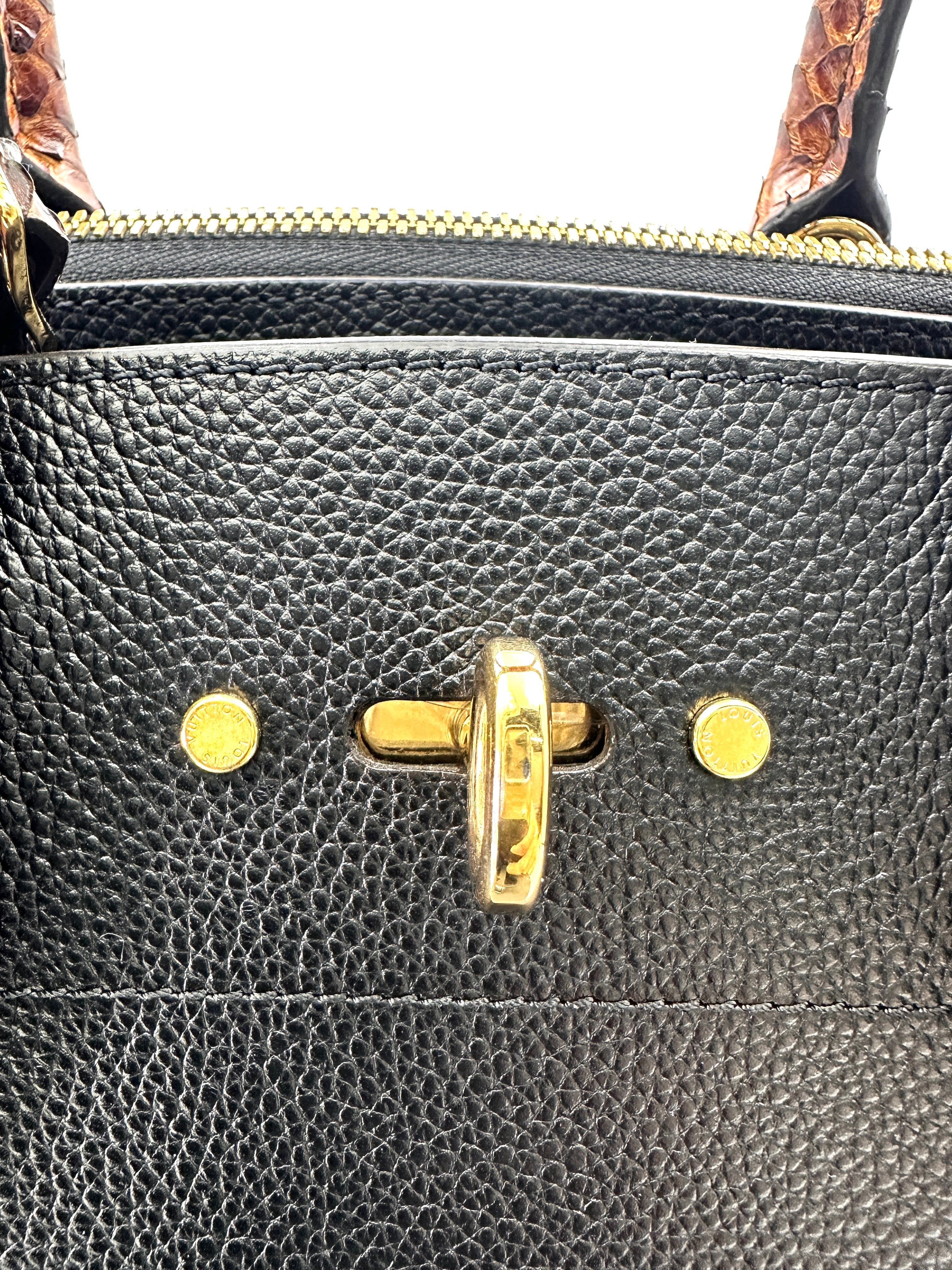 Louis Vuitton City Steamer Black Grained Leather Python Handle Bag LV2560
