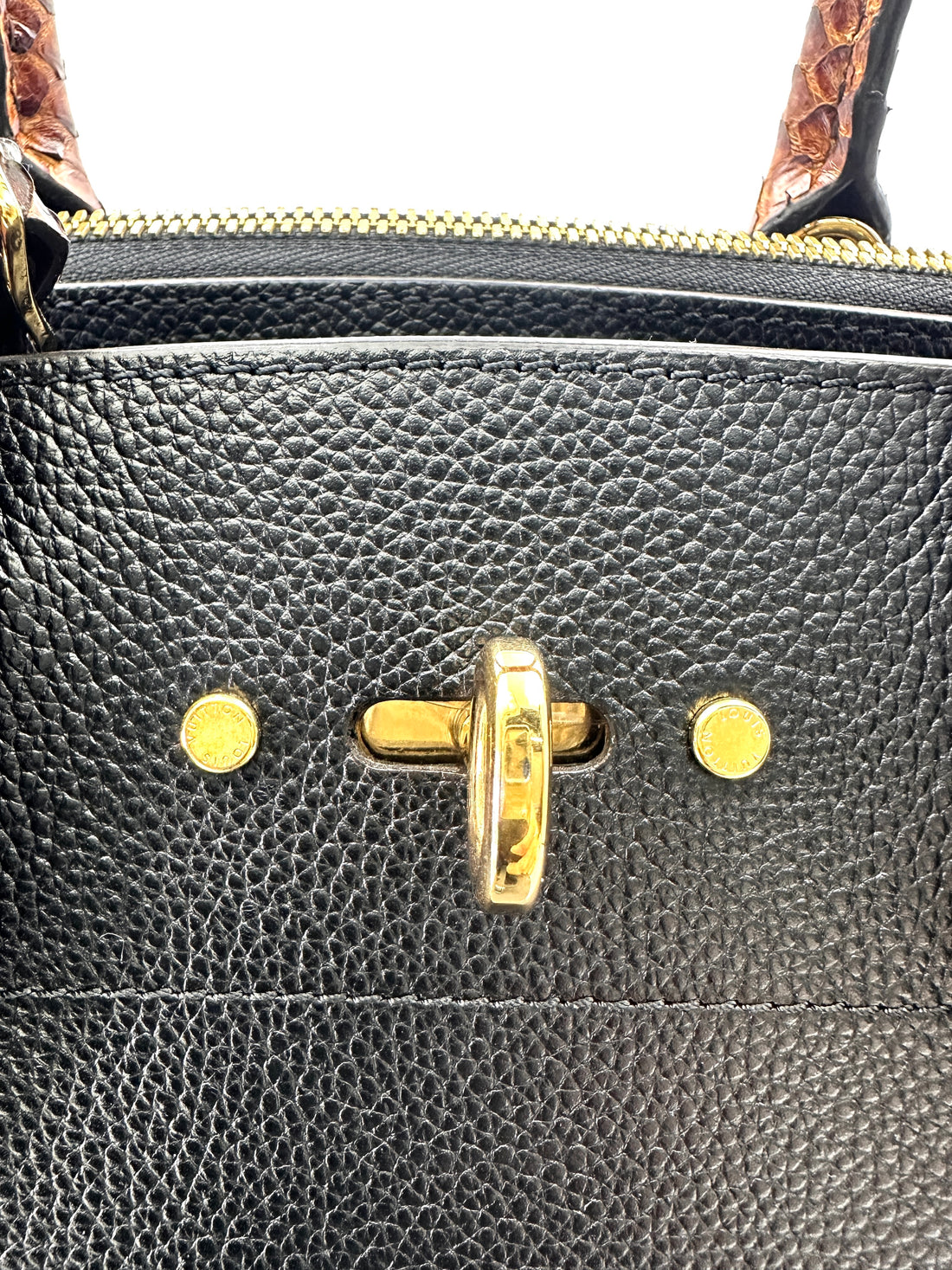 Louis Vuitton City Steamer Black Grained Leather Python Handle Bag LV2560