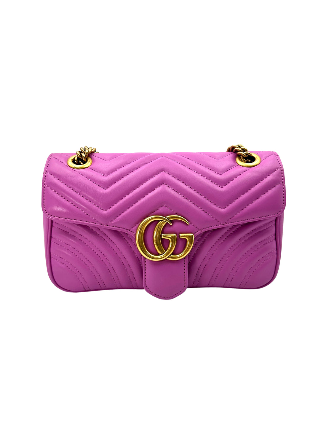 Gucci GG Marmont Purple Chevron Quilted Leather Chain Shoulder Bag GG898