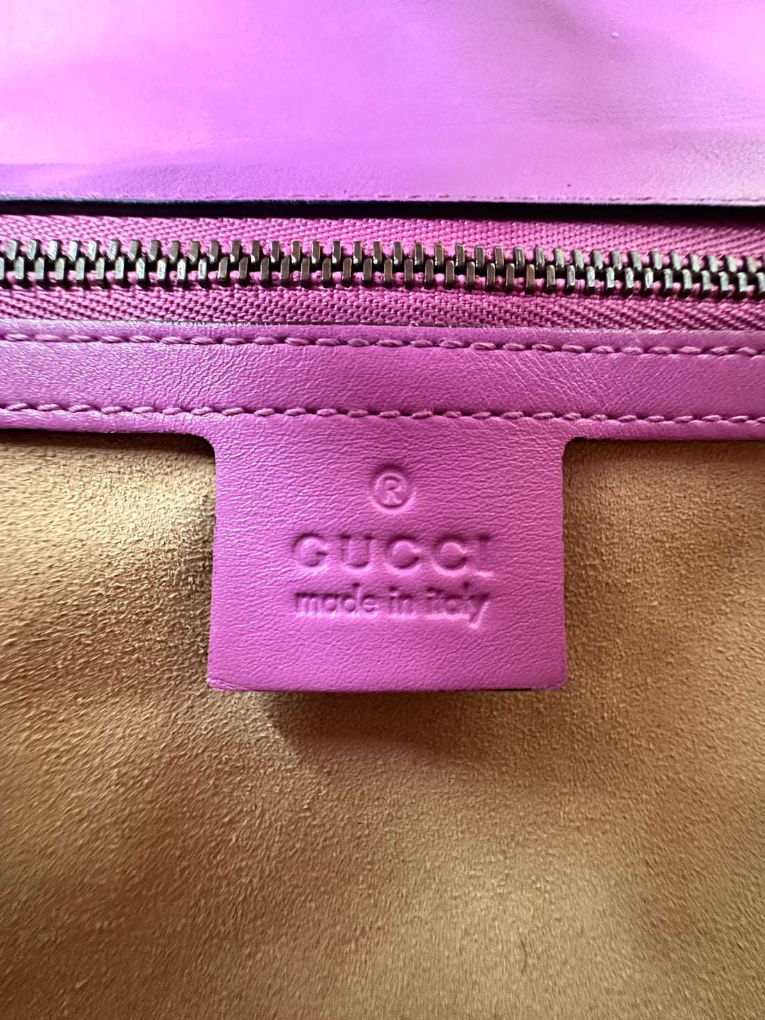 Gucci GG Marmont Purple Chevron Quilted Leather Chain Shoulder Bag GG898