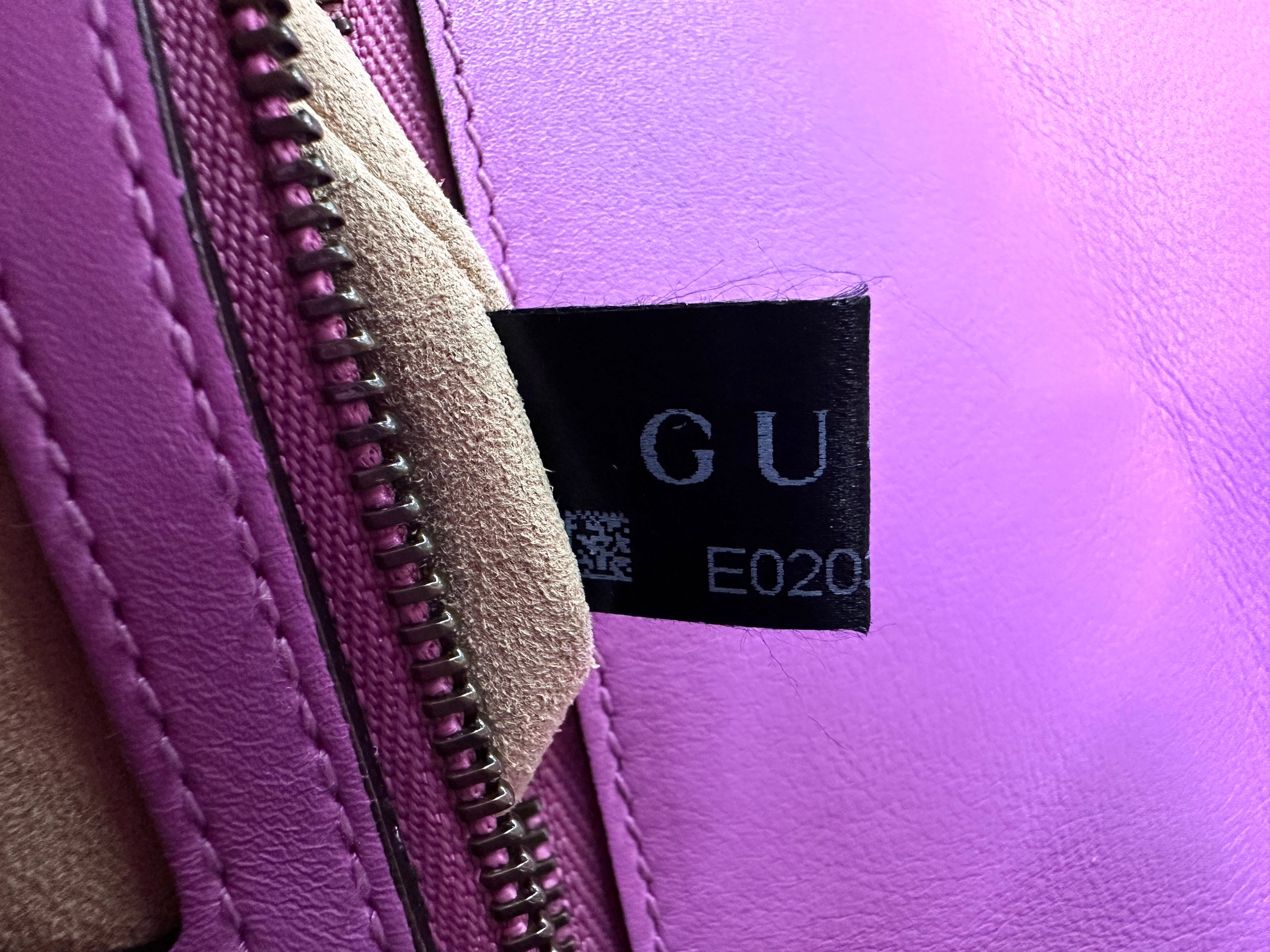 Gucci GG Marmont Purple Chevron Quilted Leather Chain Shoulder Bag GG898