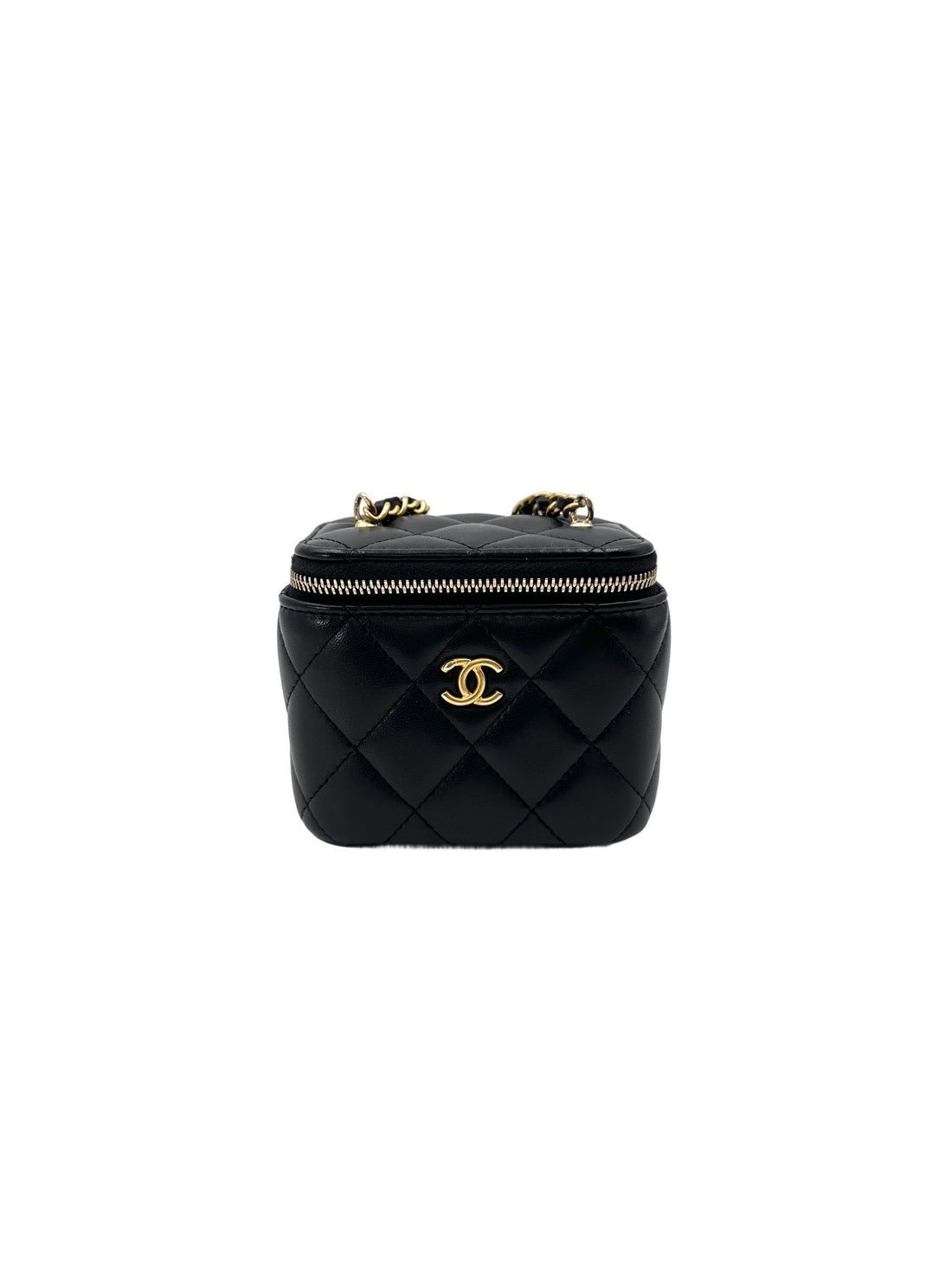 Chanel Black Quilted Leather Vanity Case With Gold Hardware(32***64) CC1864
