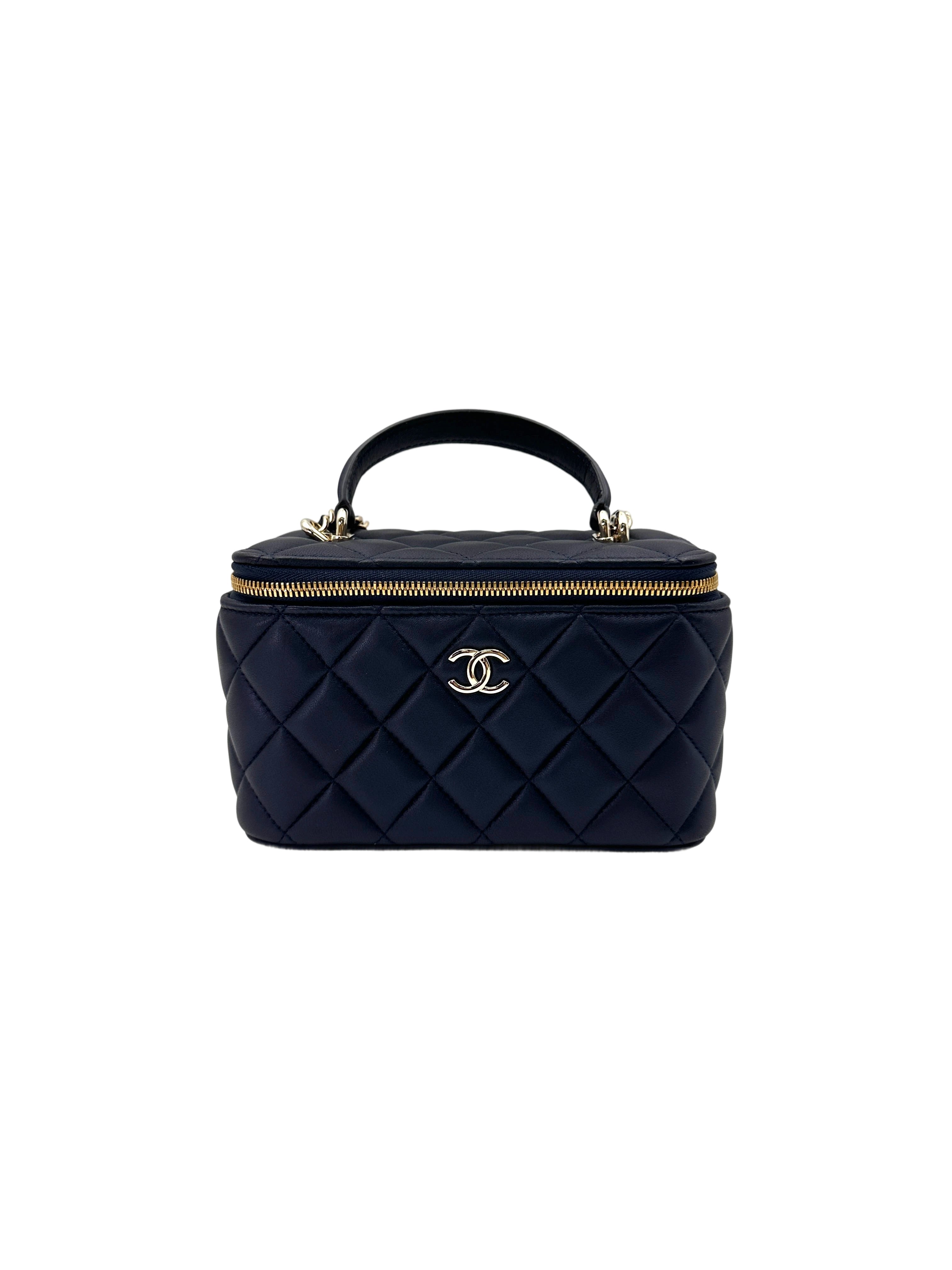 Chanel Navy Quilted Lambskin Top Handle Vanity Case(L6***CJ) CC1863