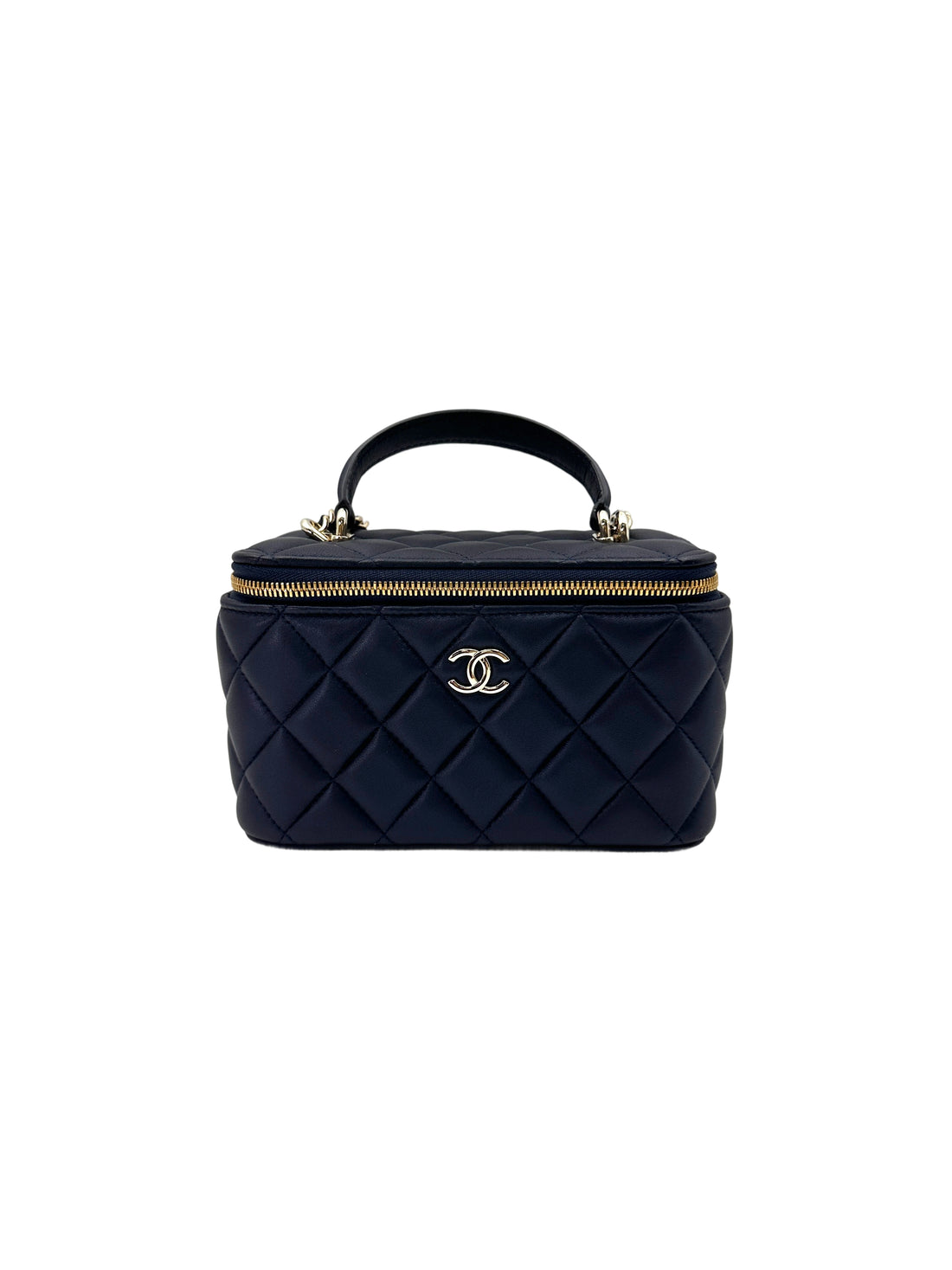 Chanel Navy Quilted Lambskin Top Handle Vanity Case(L6***CJ) CC1863