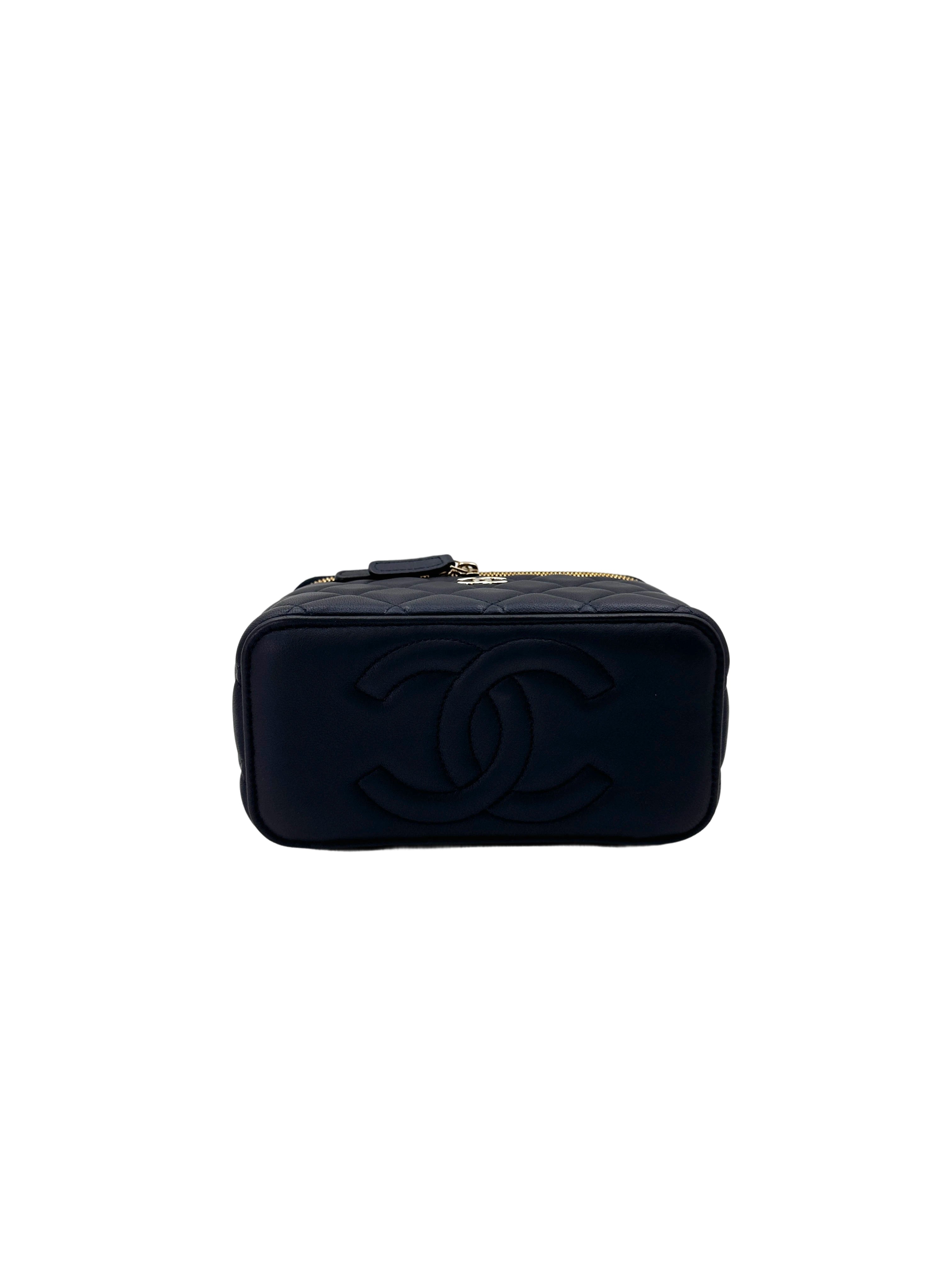 Chanel Navy Quilted Lambskin Top Handle Vanity Case(L6***CJ) CC1863