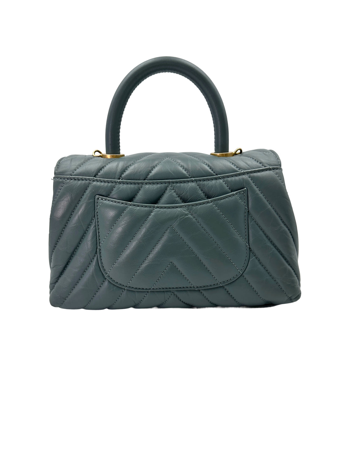 Chanel CoCo Handle Blue Chevron Quilted Leather Small Size Handle Bag With Gold Buckle(26***44) CC1865