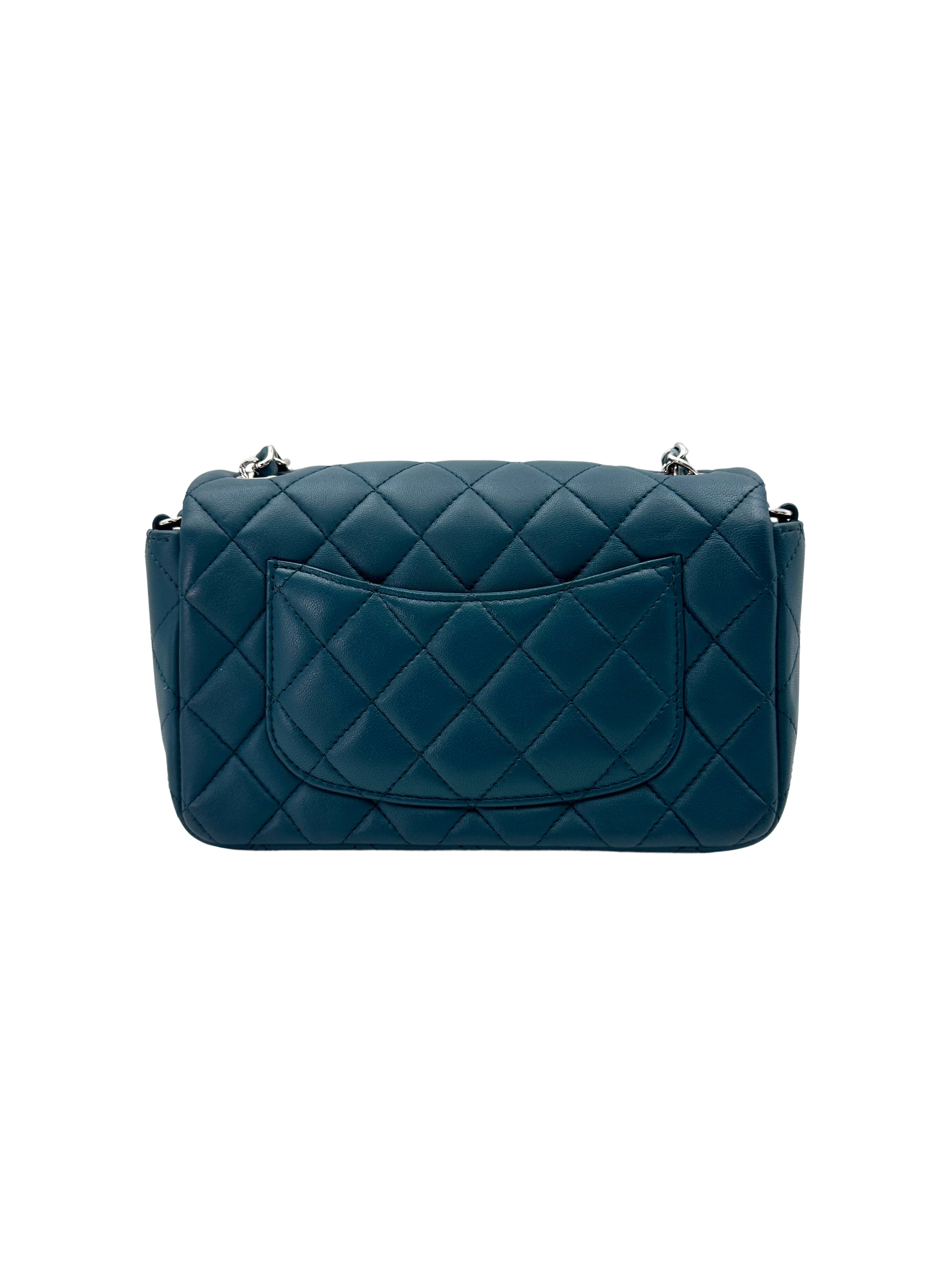 Chanel Classic Flap Turquoise Quilted Leather Shoulder Bag With Silver Buckle(30***49) CC1862