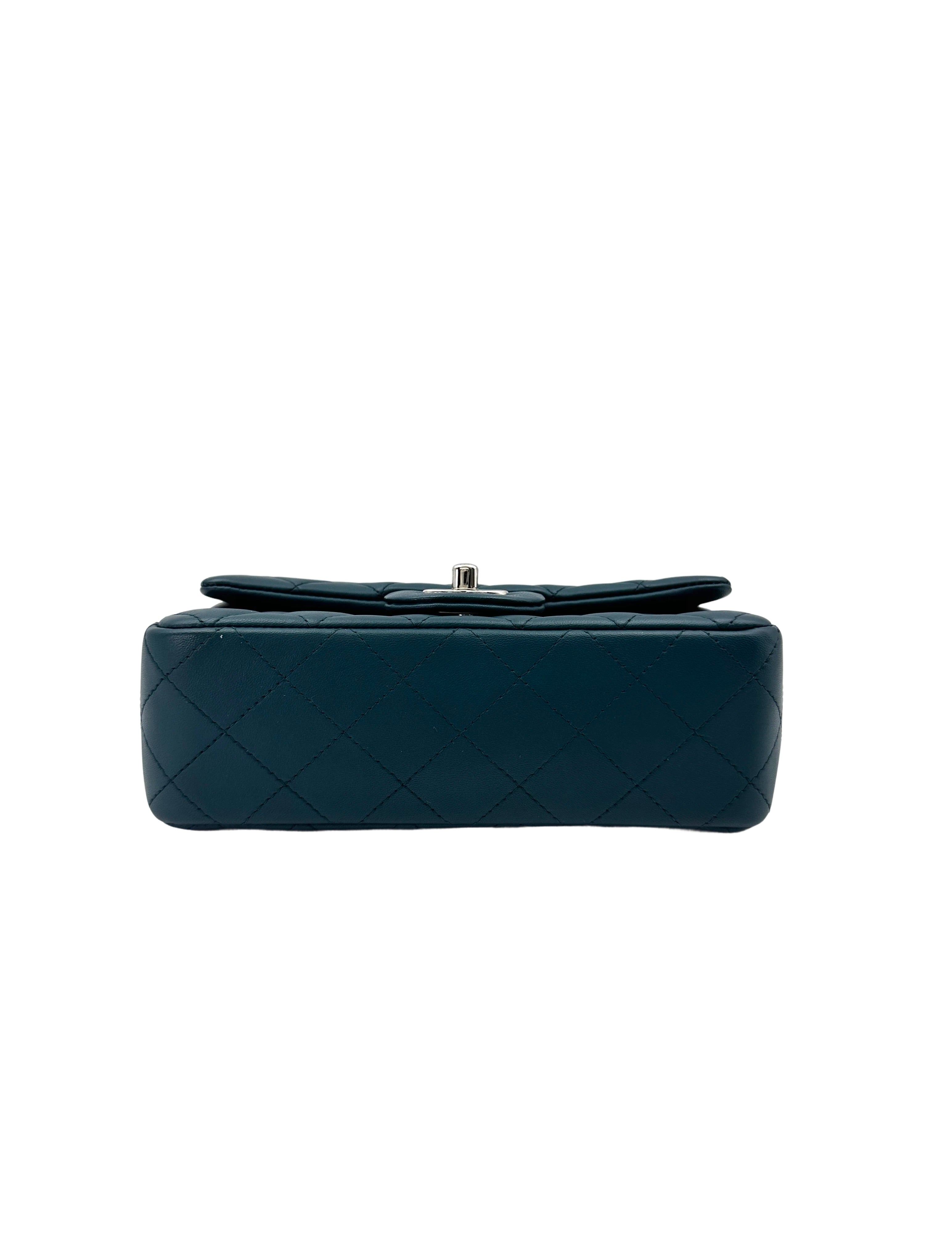 Chanel Classic Flap Turquoise Quilted Leather Shoulder Bag With Silver Buckle(30***49) CC1862
