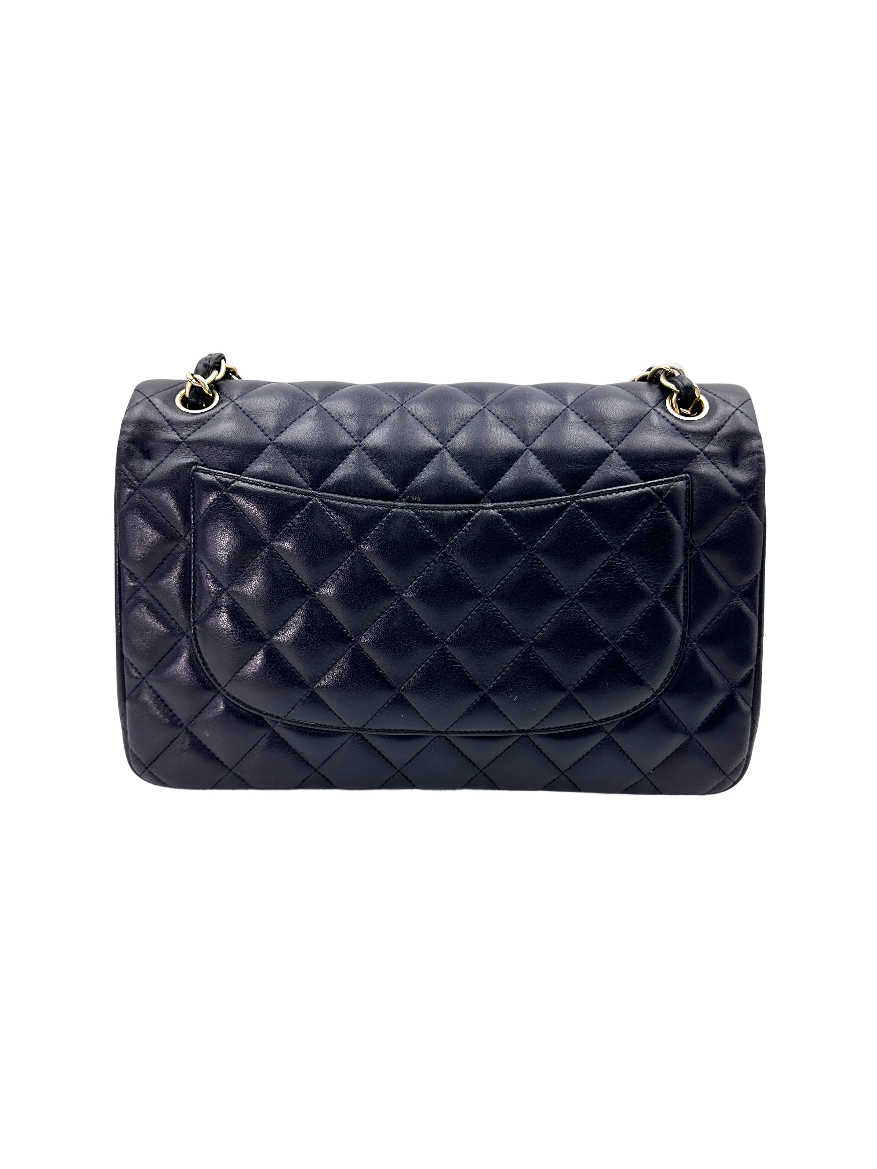 Chanel Classic Flap Black Quilted Leather Jumbo Flap Bag With Gold Buckle(20***12) CC1858
