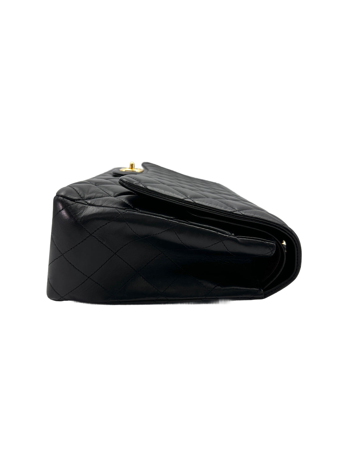 Chanel Classic Flap Black Quilted Leather Large Size Flap Bag With Gold Buckle(18***63) CC1860