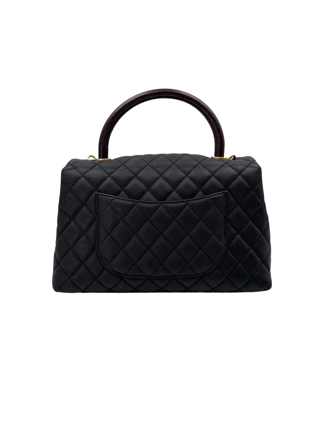 Chanel CoCo Handle Black Quilted Leather Medium Size Lizard Handle Shoulder Bag(29***42) CC1861