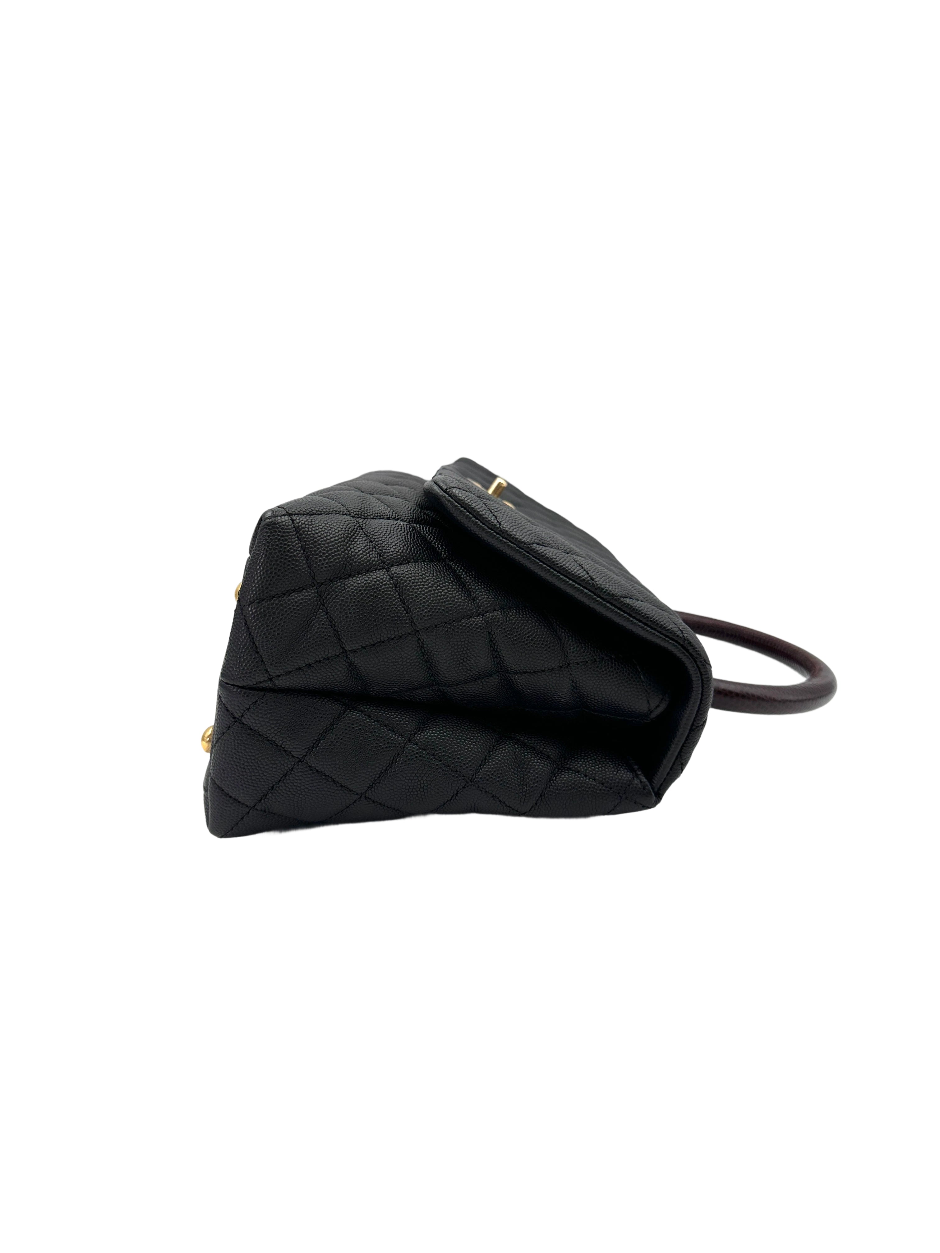 Chanel CoCo Handle Black Quilted Leather Medium Size Lizard Handle Shoulder Bag(29***42) CC1861