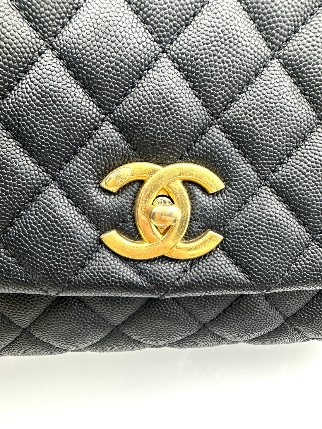 Chanel CoCo Handle Black Quilted Leather Medium Size Lizard Handle Shoulder Bag(29***42) CC1861