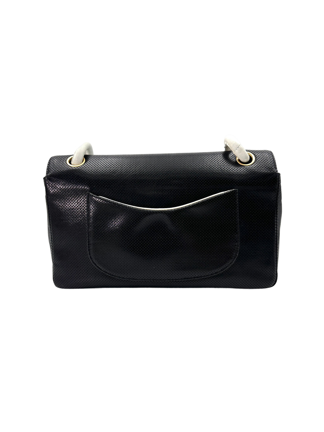 Chanel Vintage Black/White Perforated Leather Flap Bag(64***72) IRIS202