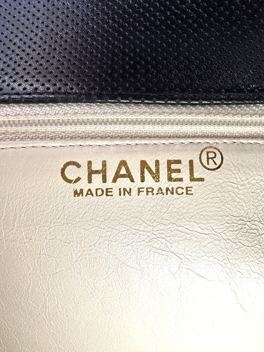 Chanel Vintage Black/White Perforated Leather Flap Bag(64***72) IRIS202