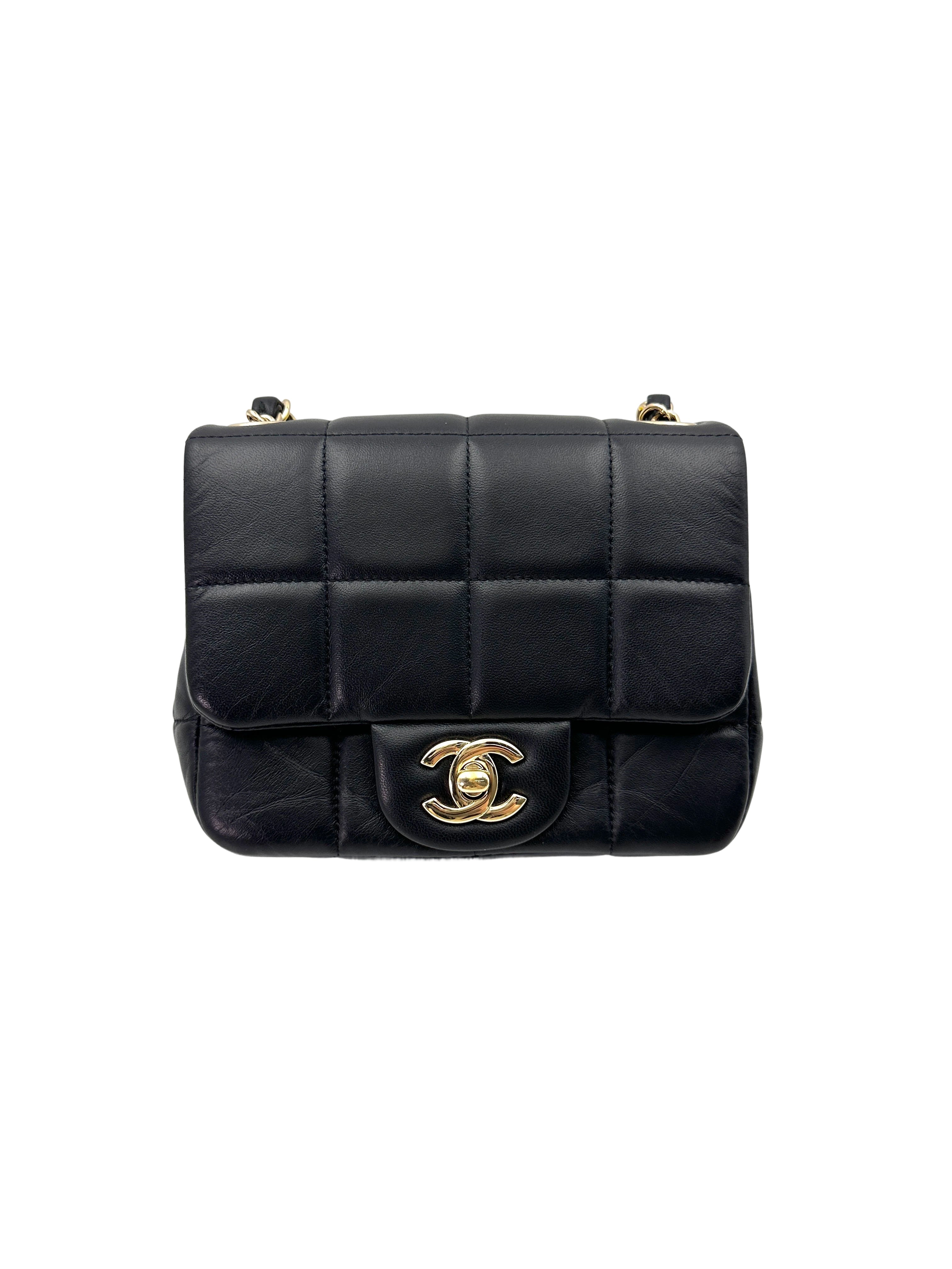 Chanel 23C Black Chocolate Bar Square Flap Bag With Dice Charms(T7***7G) IRIS200