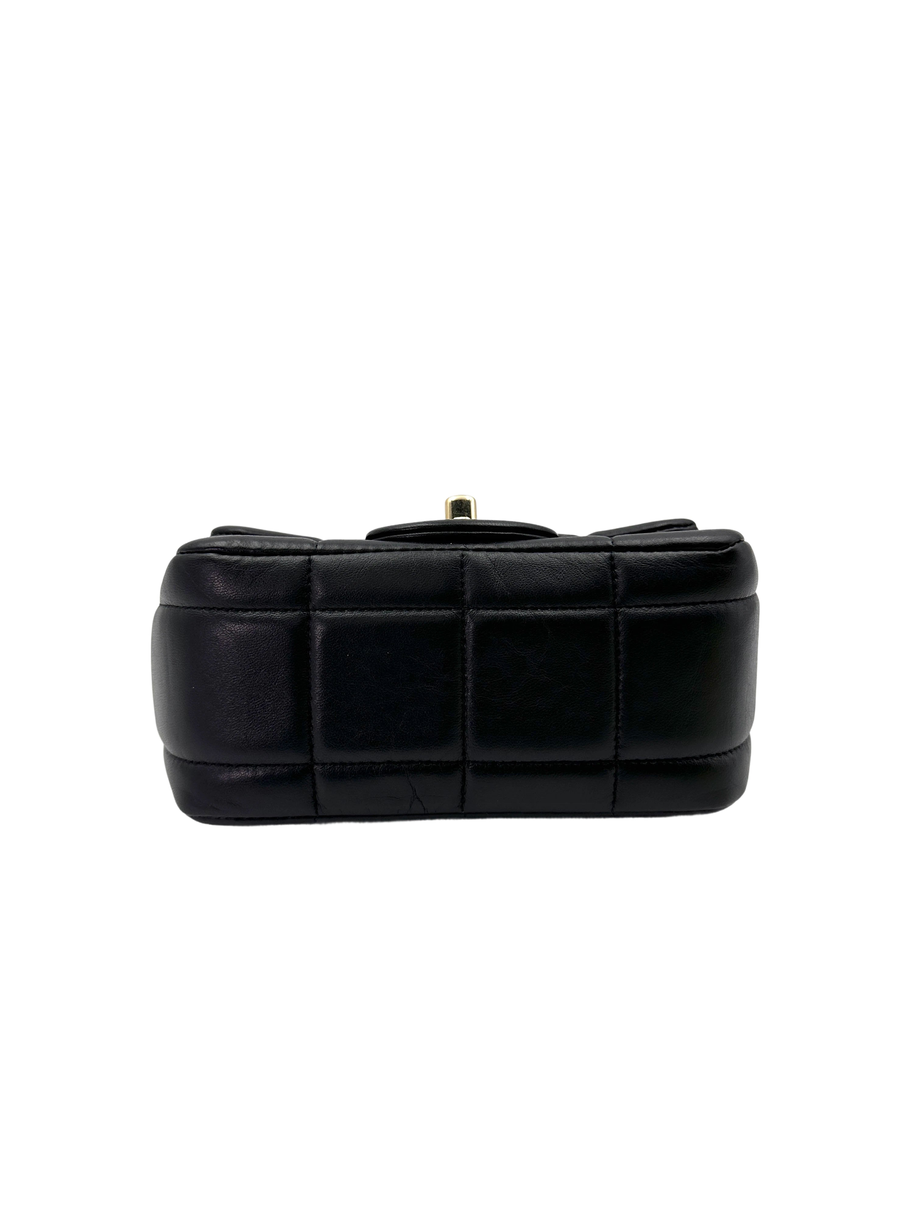 Chanel 23C Black Chocolate Bar Square Flap Bag With Dice Charms(T7***7G) IRIS200