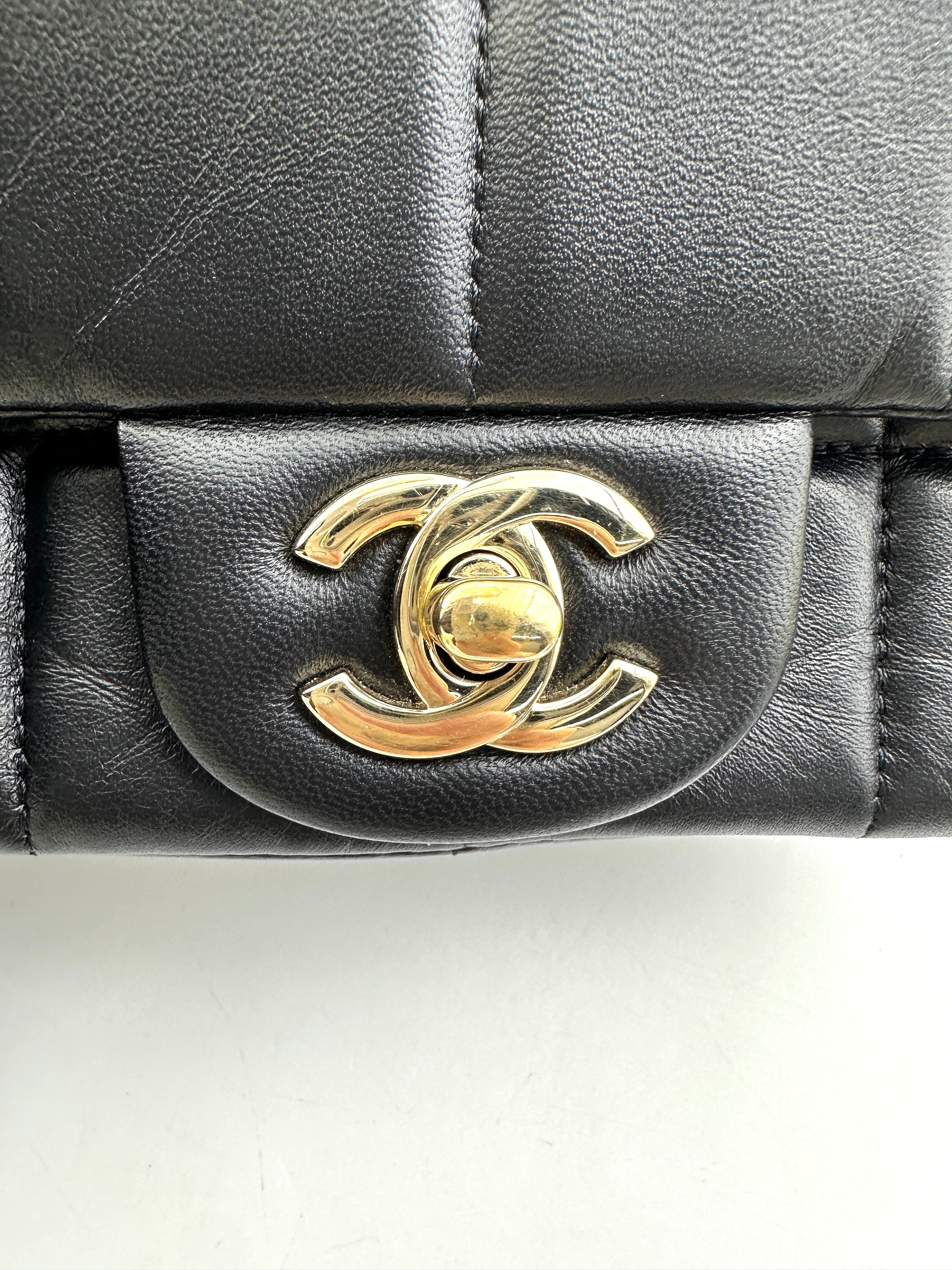 Chanel 23C Black Chocolate Bar Square Flap Bag With Dice Charms(T7***7G) IRIS200