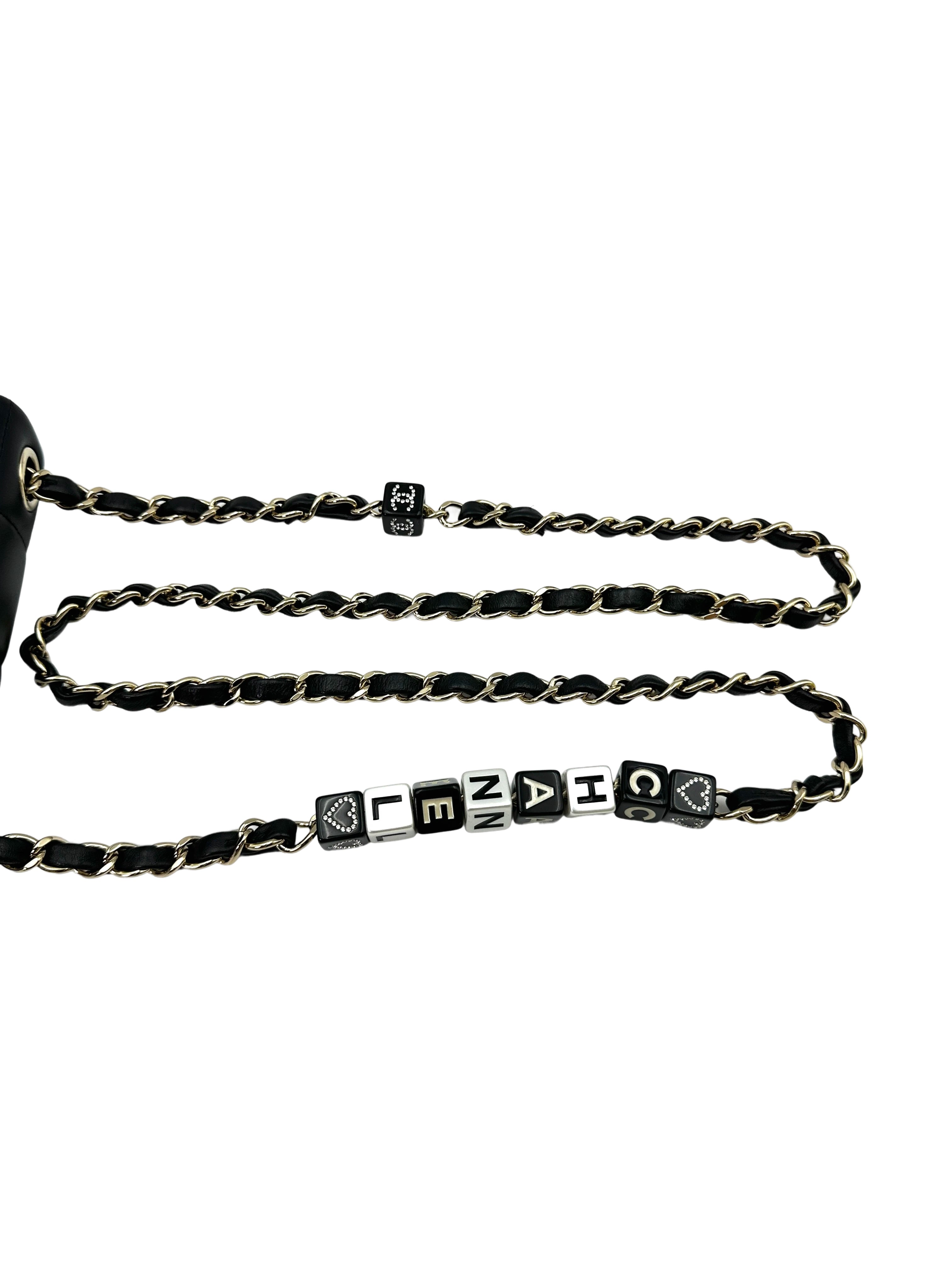 Chanel 23C Black Chocolate Bar Square Flap Bag With Dice Charms(T7***7G) IRIS200