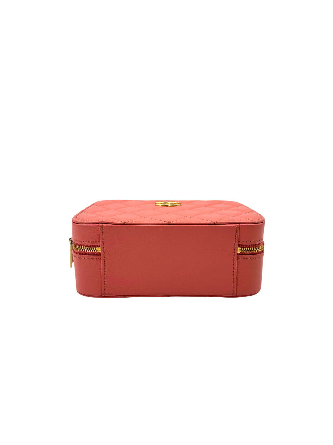 Chanel Pink Quilted Leather Top Handle Vanity Case With Gold Hardware(NJ***80) IRIS201