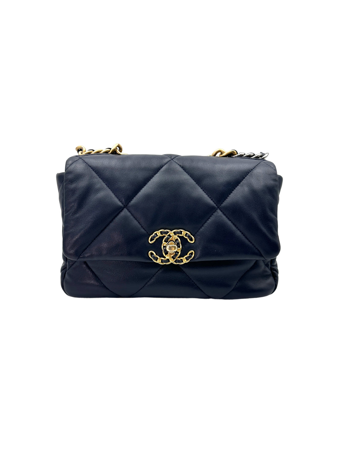 Chanel 19Bag Navy Quilted Leather Flap Bag With Gold Hardware(30***31) CC1867