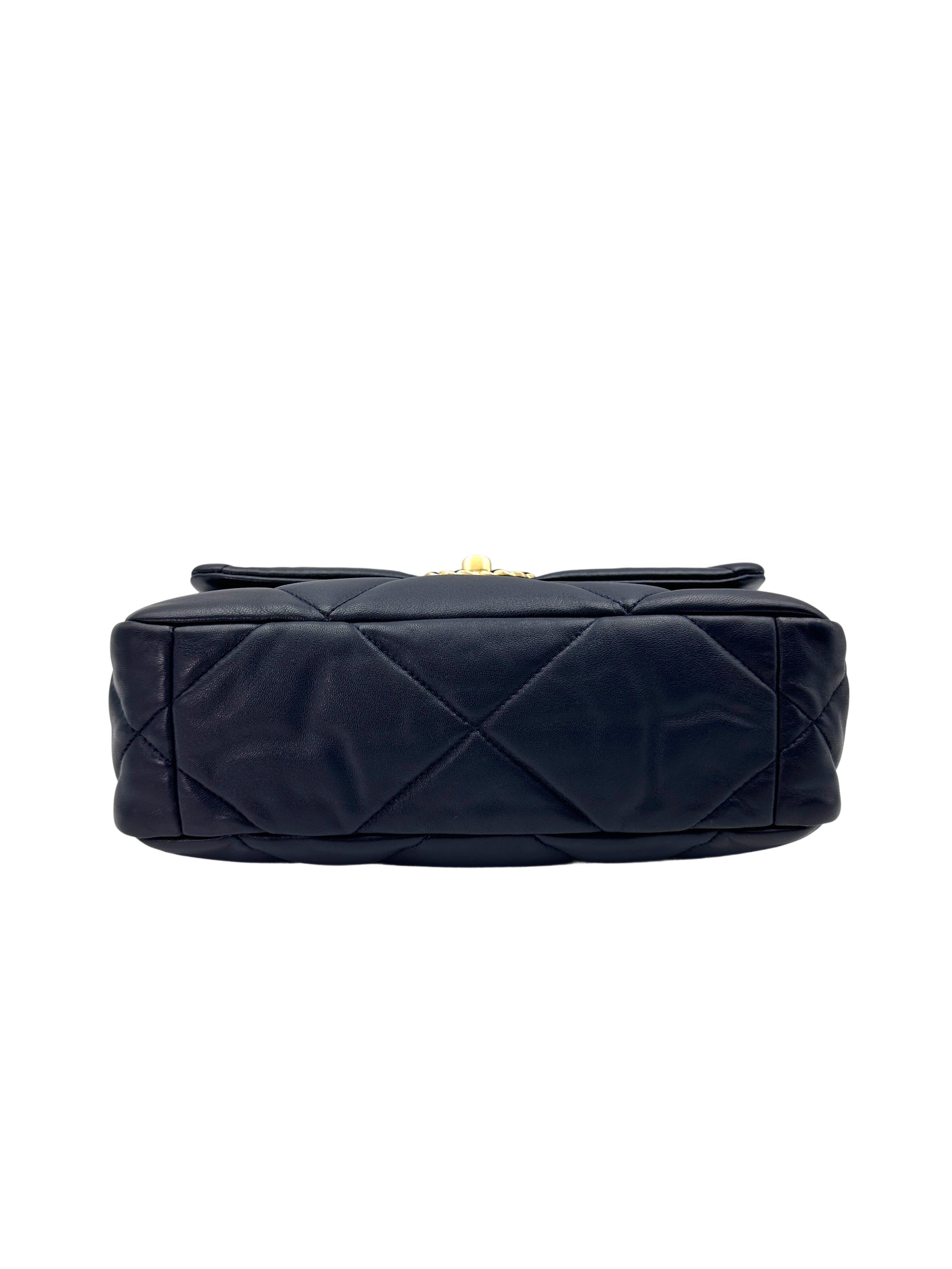 Chanel 19Bag Navy Quilted Leather Flap Bag With Gold Hardware(30***31) CC1867