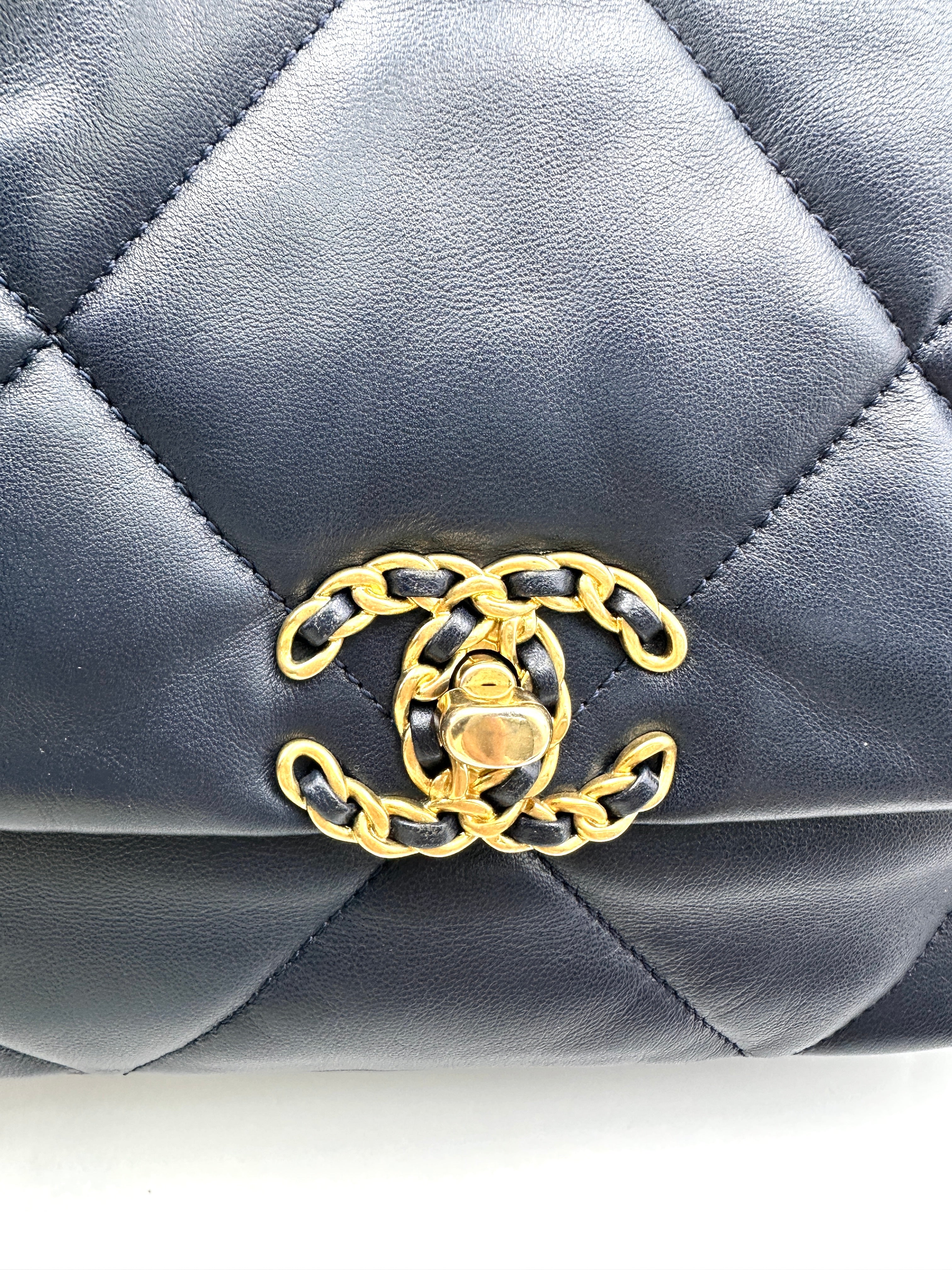 Chanel 19Bag Navy Quilted Leather Flap Bag With Gold Hardware(30***31) CC1867