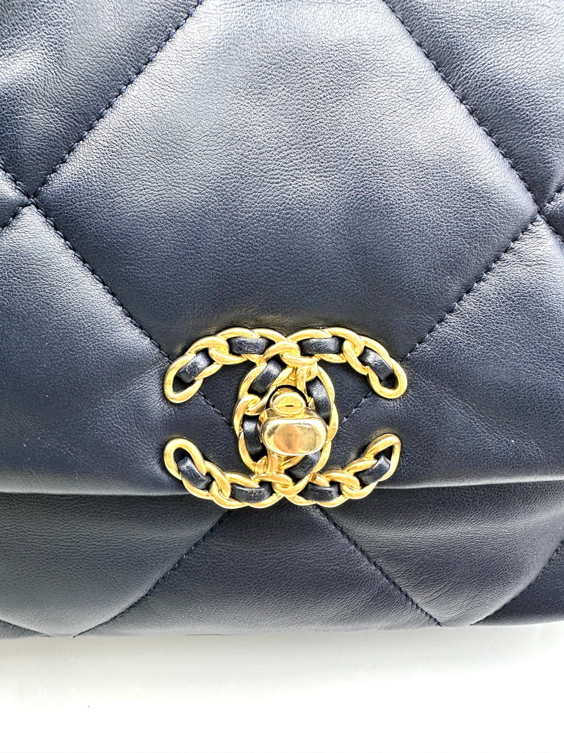 Chanel 19Bag Navy Quilted Leather Flap Bag With Gold Hardware(30***31) CC1867