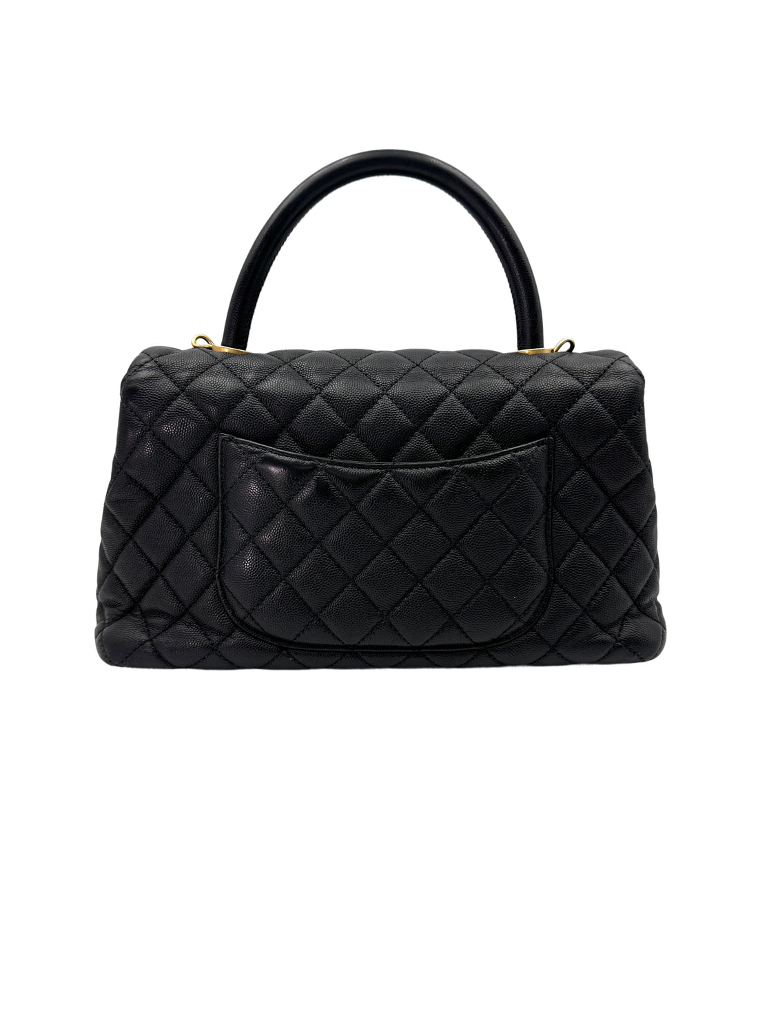 Chanel CoCo Handle Black Quilted Leather Medium Size Handle Bag With Gold Buckle(27***18) CC1866