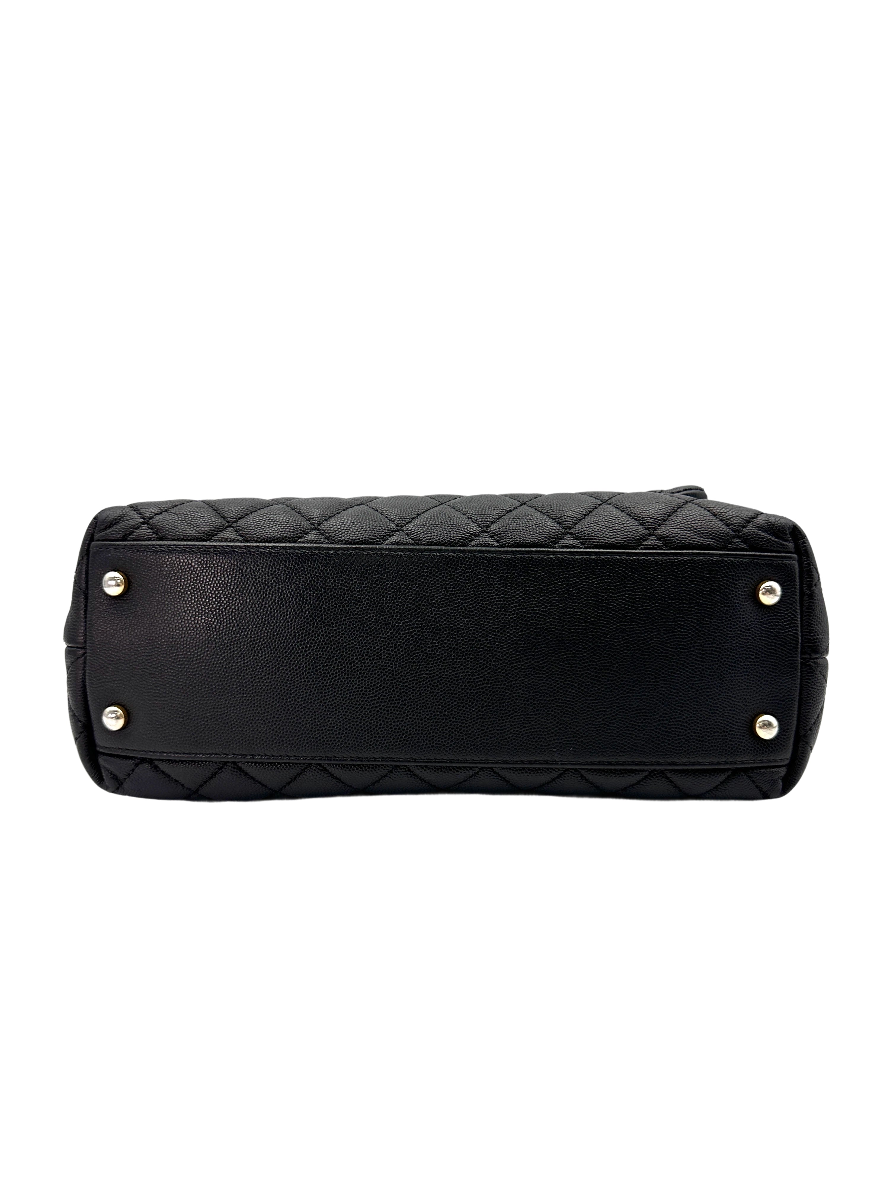 Chanel CoCo Handle Black Quilted Leather Medium Size Handle Bag With Gold Buckle(27***18) CC1866