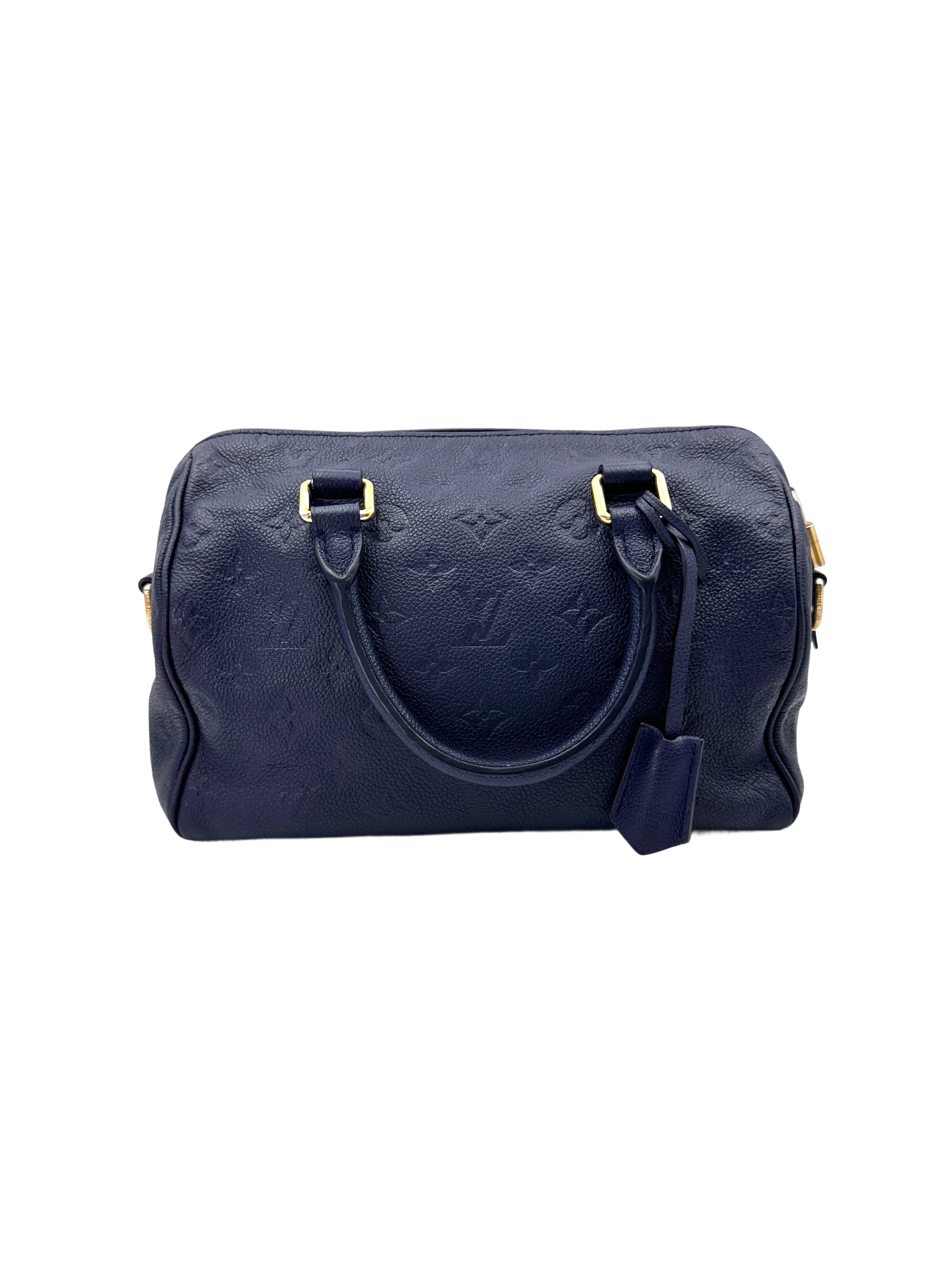 Louis Vuitton Speedy25 Navy Monogram Empreinte Leather Handle Bag LV2553