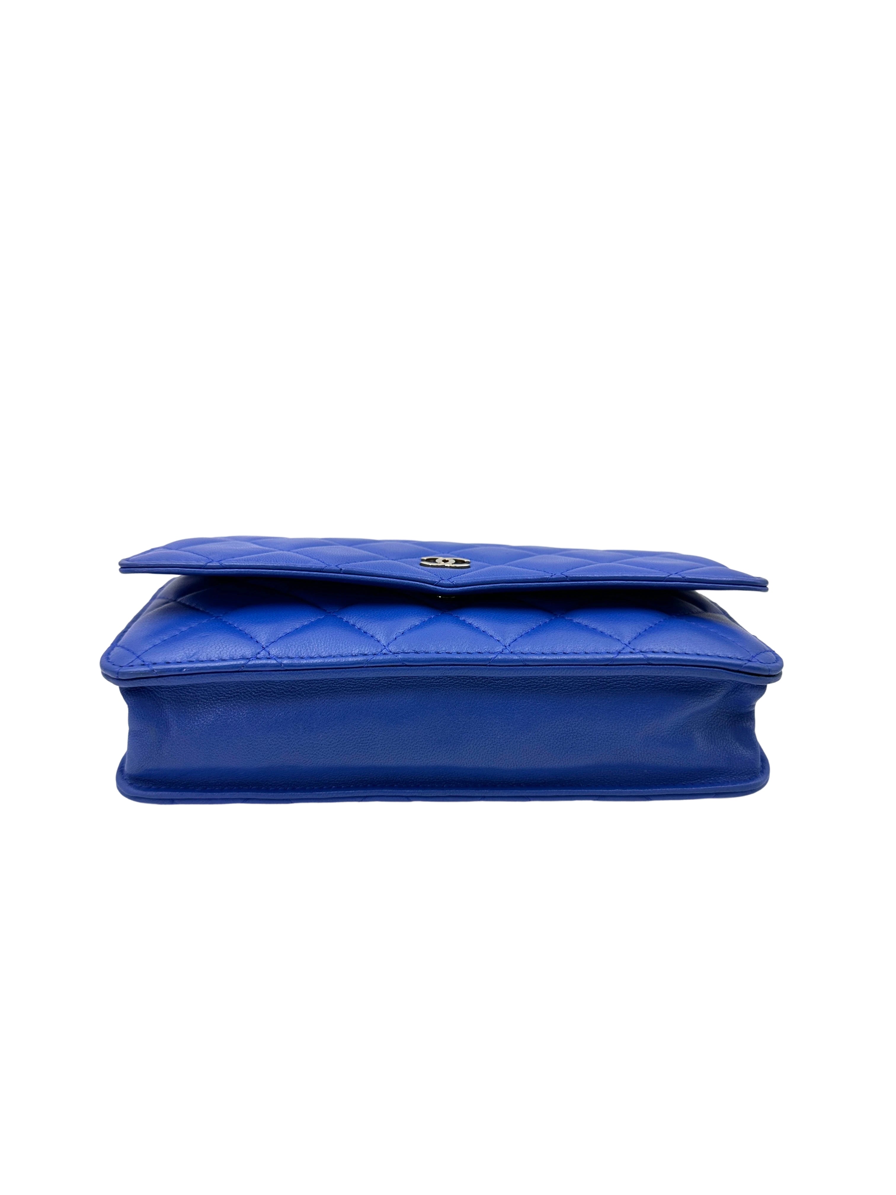 Chanel Blue Quilted Leather Wallet On Chain With Gold Buckle(22***15) CC1868