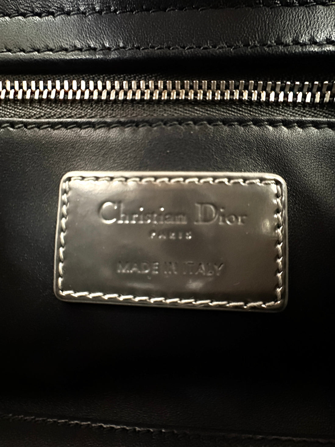 Christian Dior Lady Dior Metallic Silver Micro Cannage Leather Handle Bag With Silver Buckle DR714