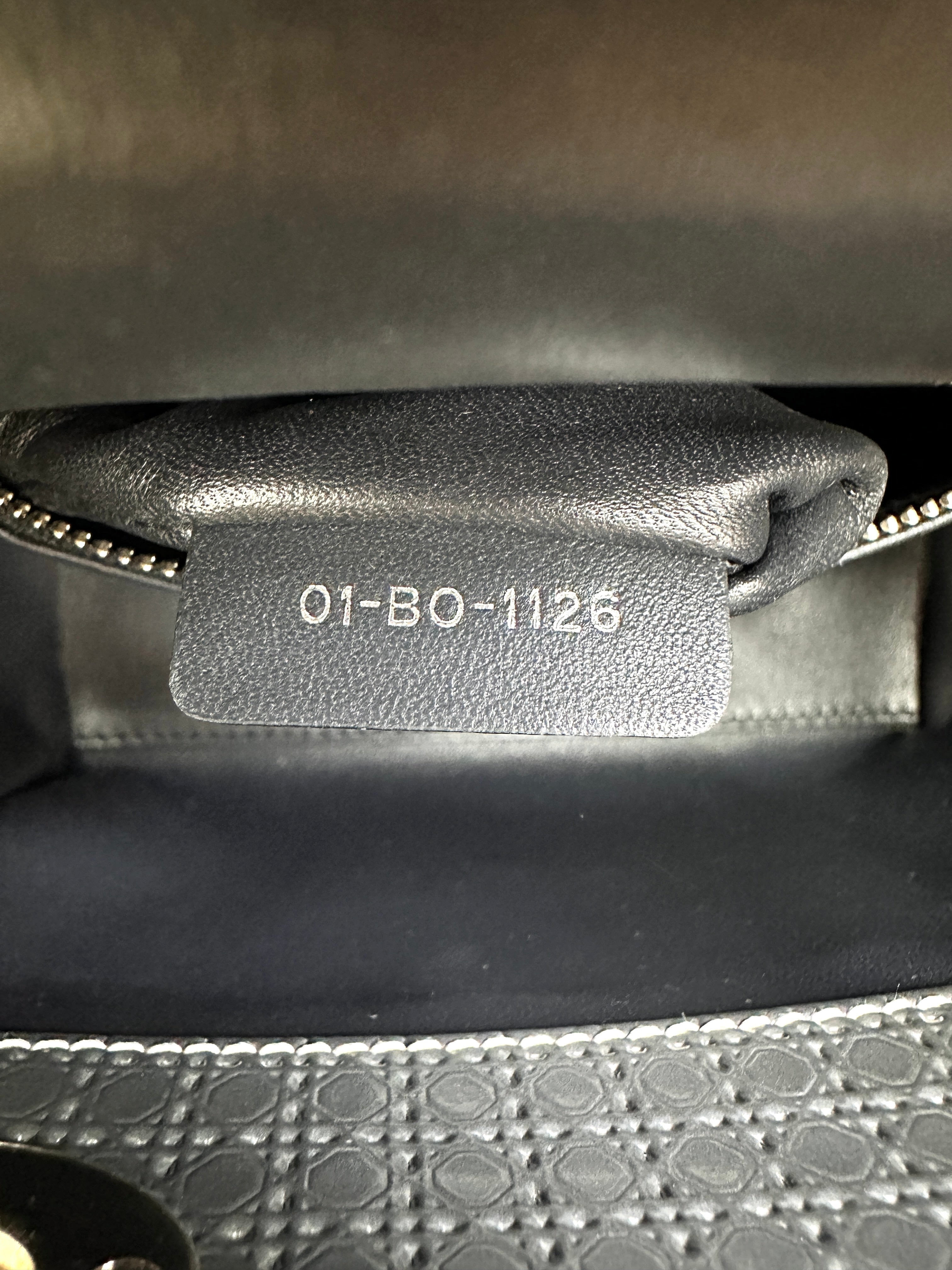 Christian Dior Lady Dior Metallic Silver Micro Cannage Leather Handle Bag With Silver Buckle DR714