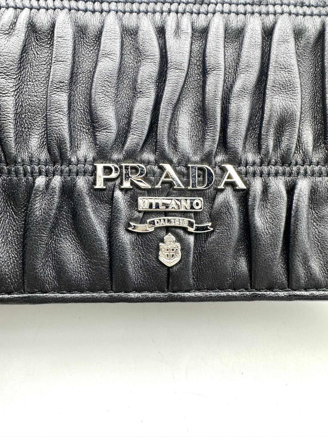 Prada Gauffre Black Nappa Leather Wallet On Chain With Silver Hardware PR298