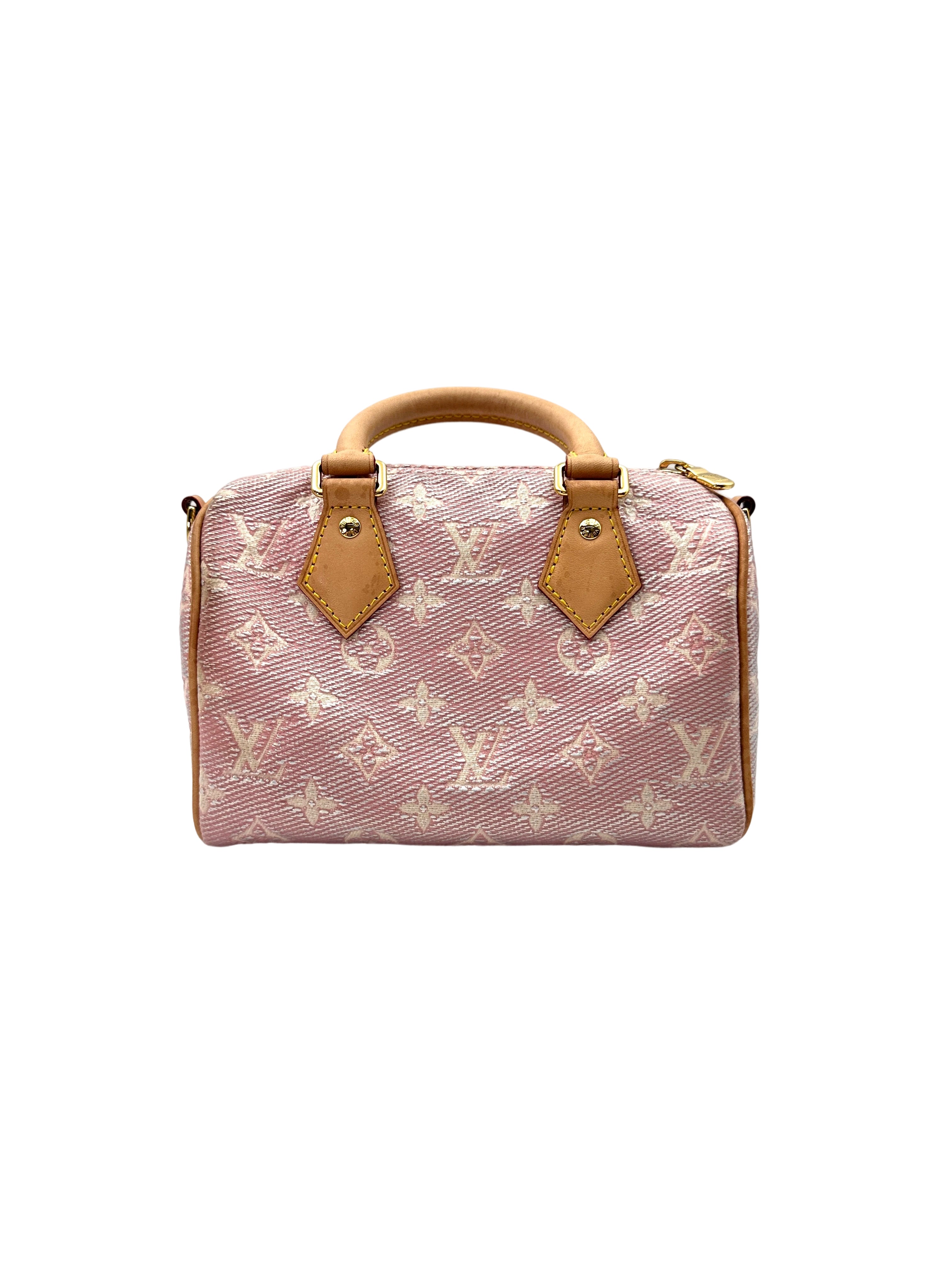 Louis Vuitton Speedy20 Pink/White Jacquard Canvas Handle Bag LV2555