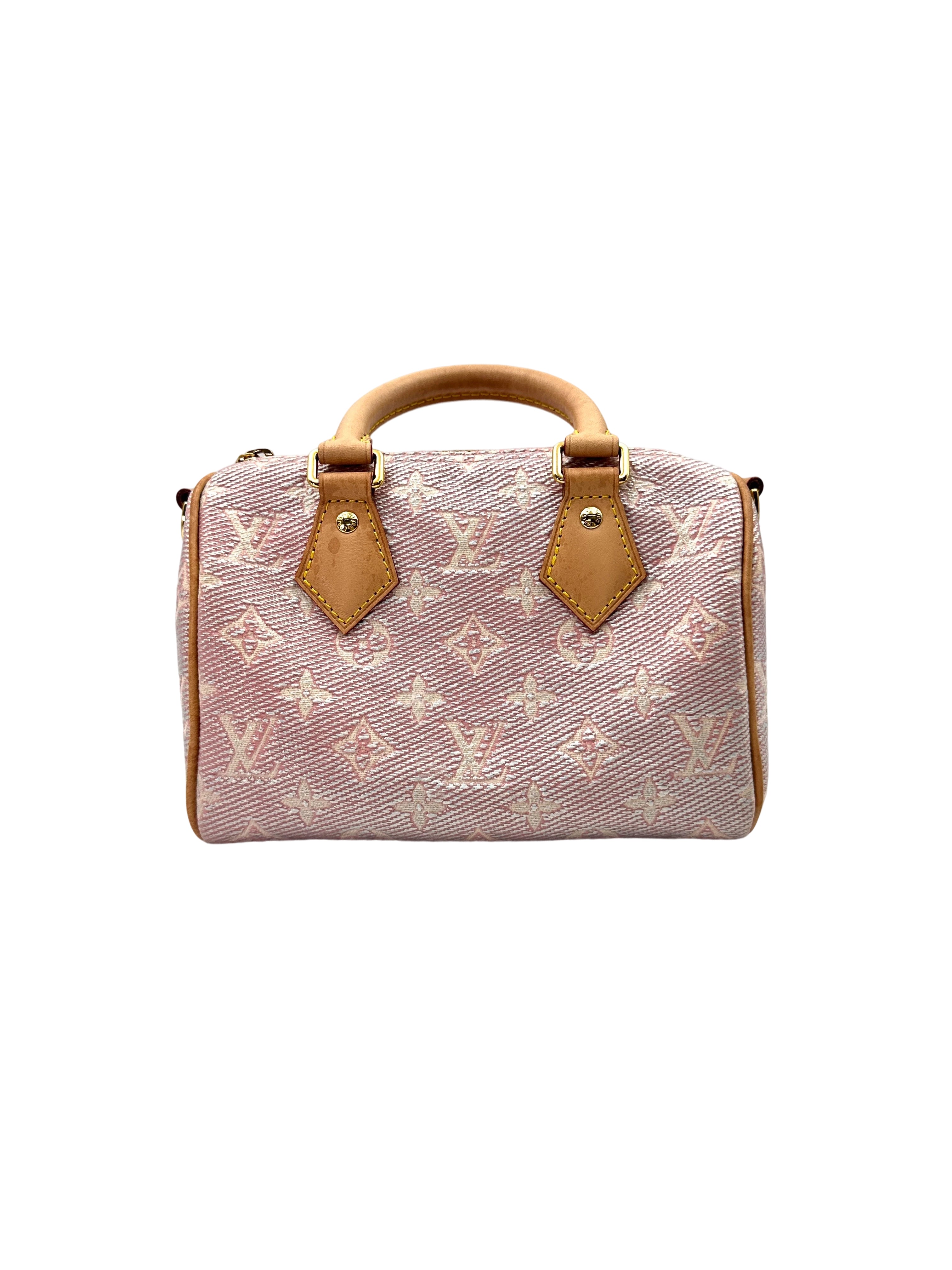 Louis Vuitton Speedy20 Pink/White Jacquard Canvas Handle Bag LV2555