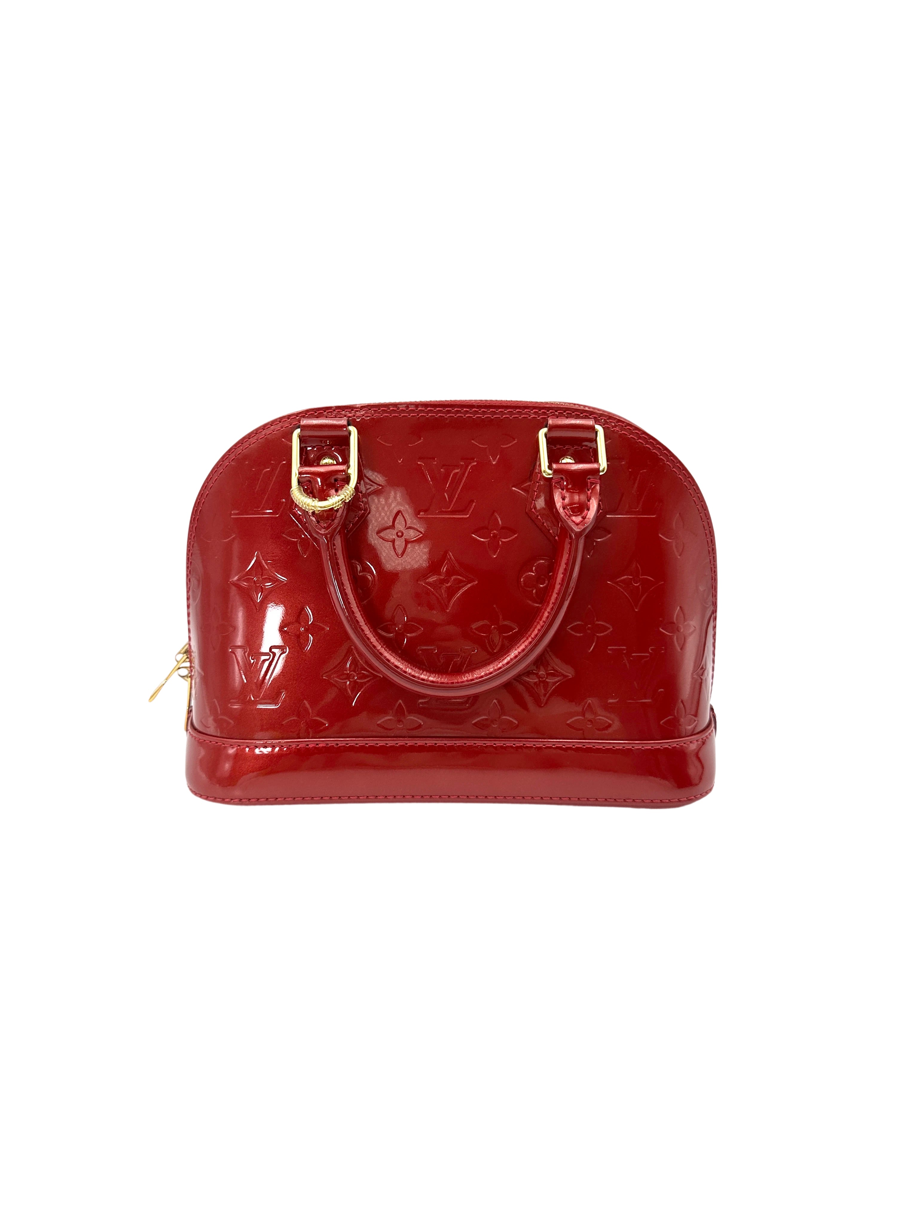 Louis Vuitton Alma BB Red Monogram Vernis Handle Bag LV2554