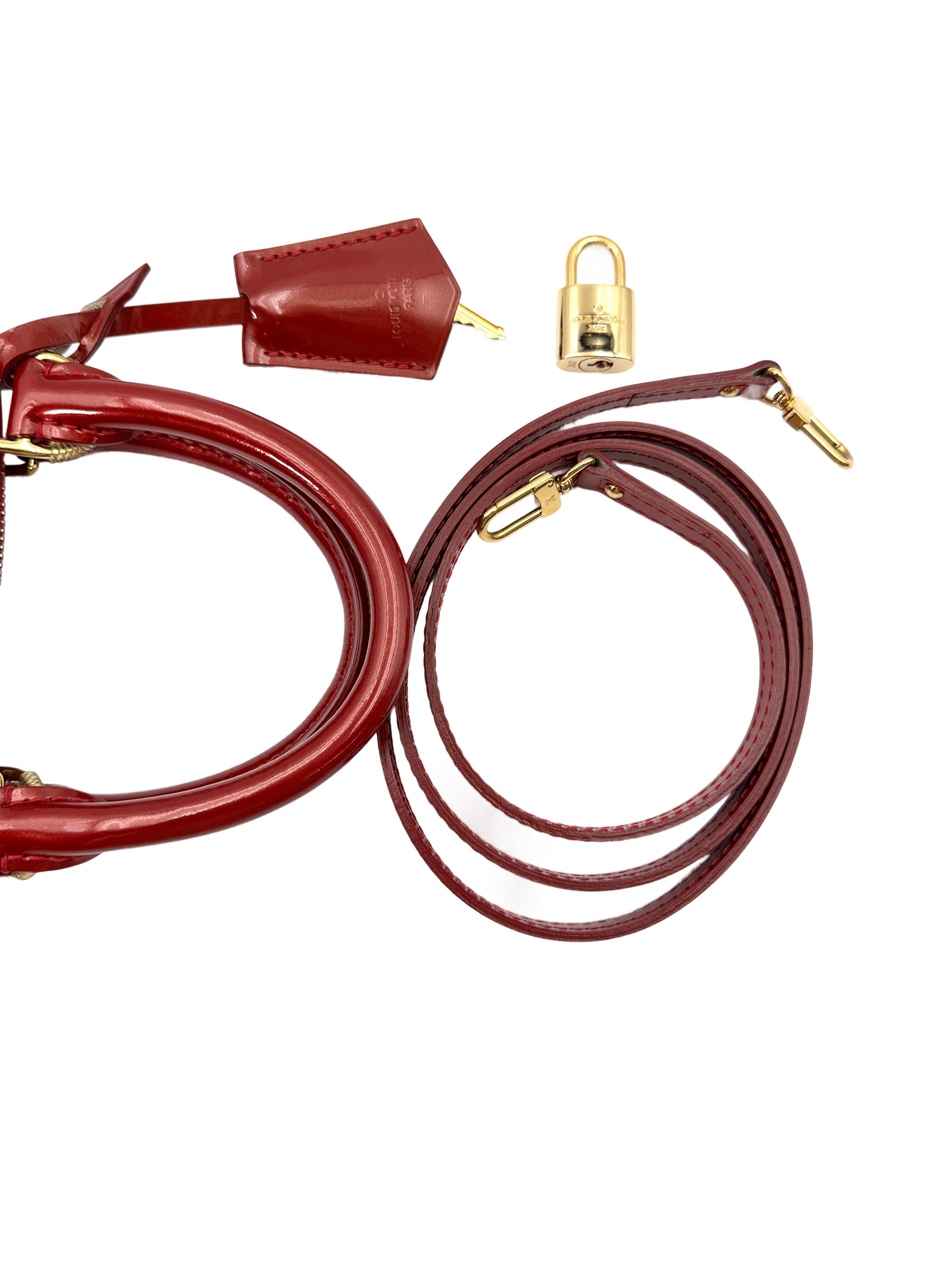 Louis Vuitton Alma BB Red Monogram Vernis Handle Bag LV2554