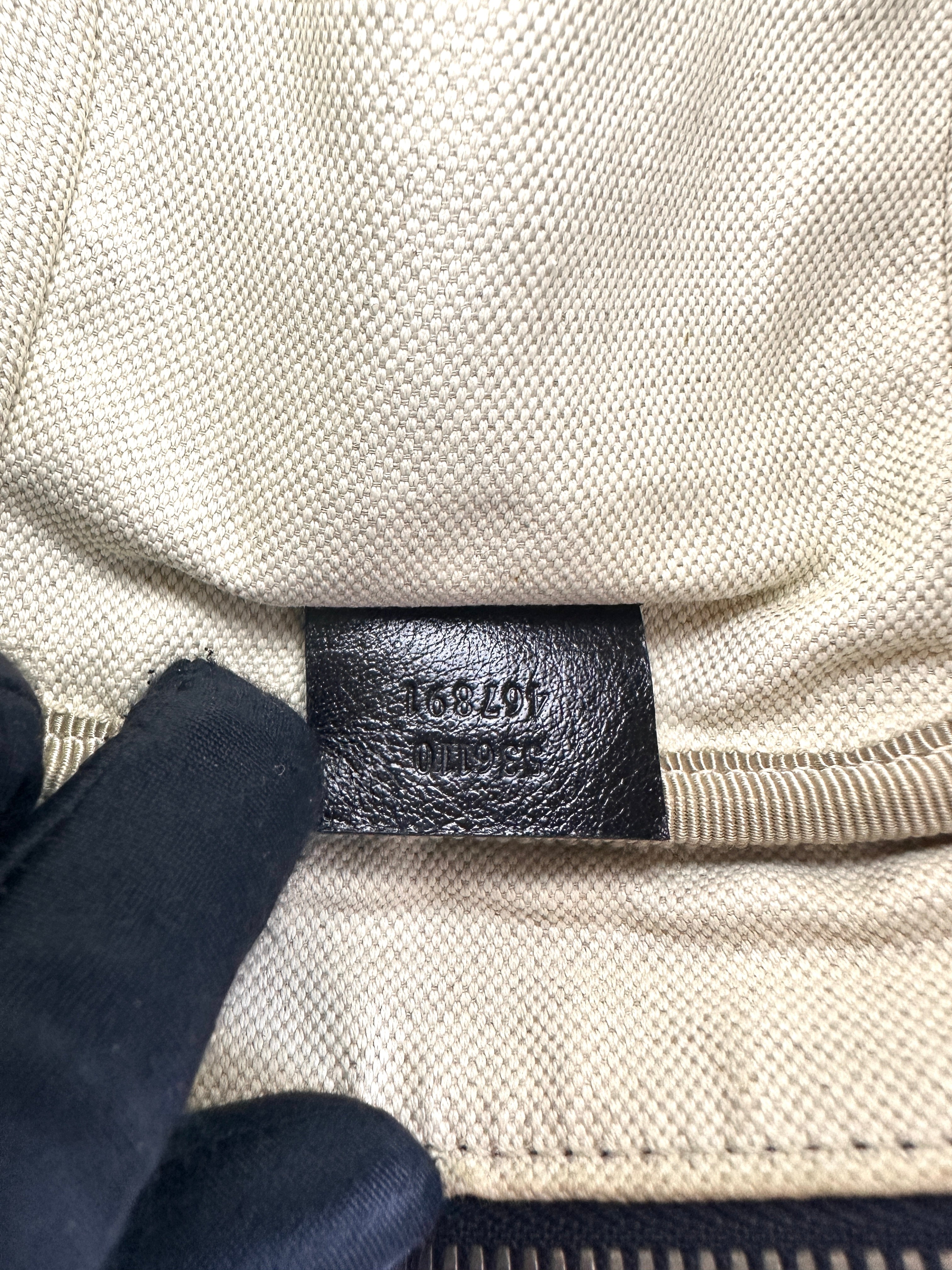 Gucci Tifosa Black Leather Basketball Shape Tote Handle Bag GG897
