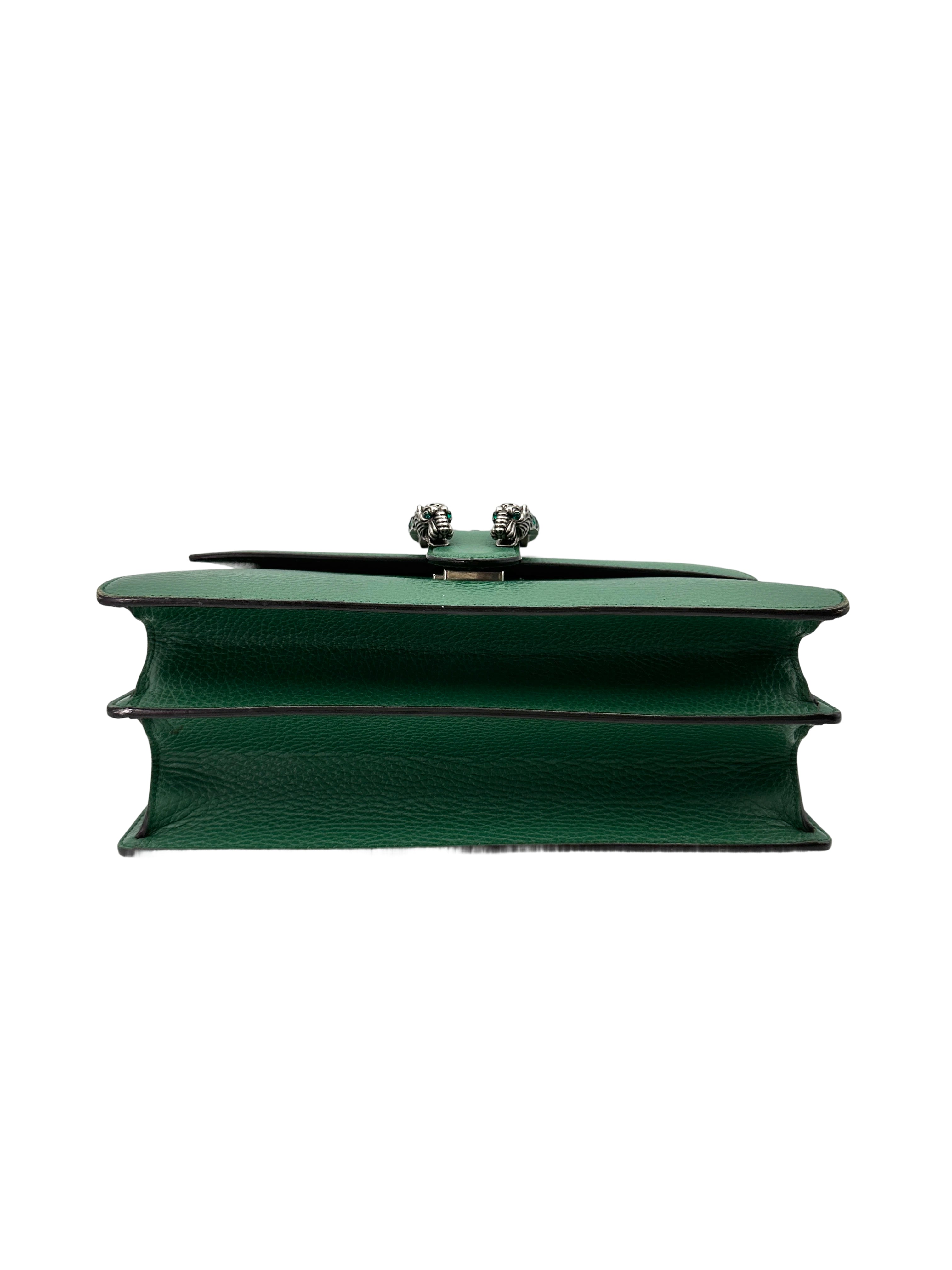 Gucci Dionysus Green Leather Bamboo Top Handle Bag GG900