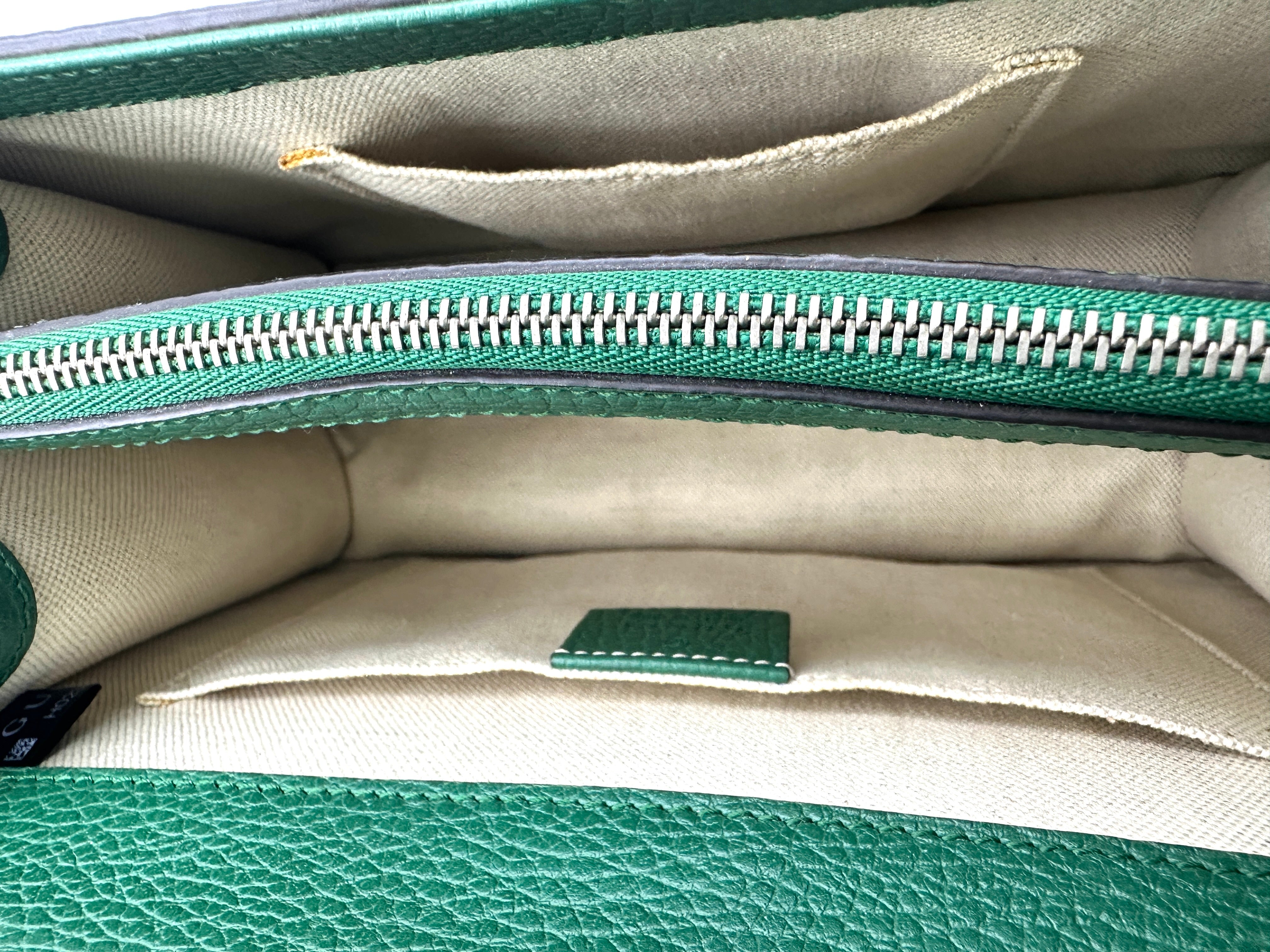 Gucci Dionysus Green Leather Bamboo Top Handle Bag GG900