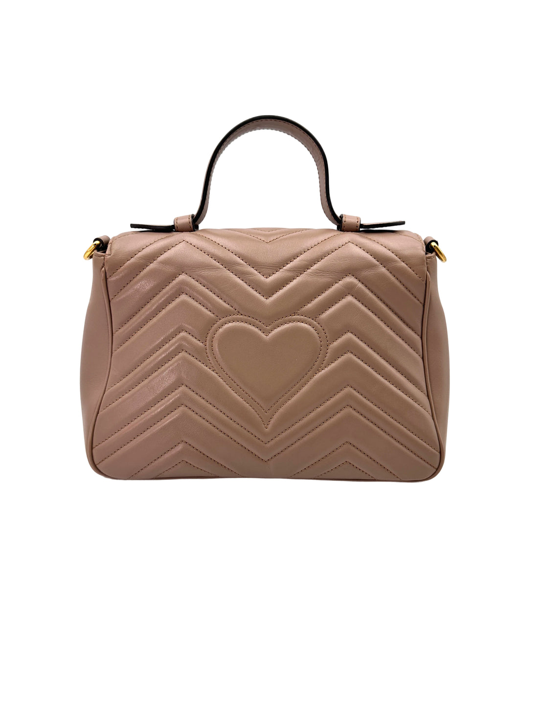 Gucci GG Marmont Beige Chevron Quilted Leather Medium Size Top Handle Bag GG902