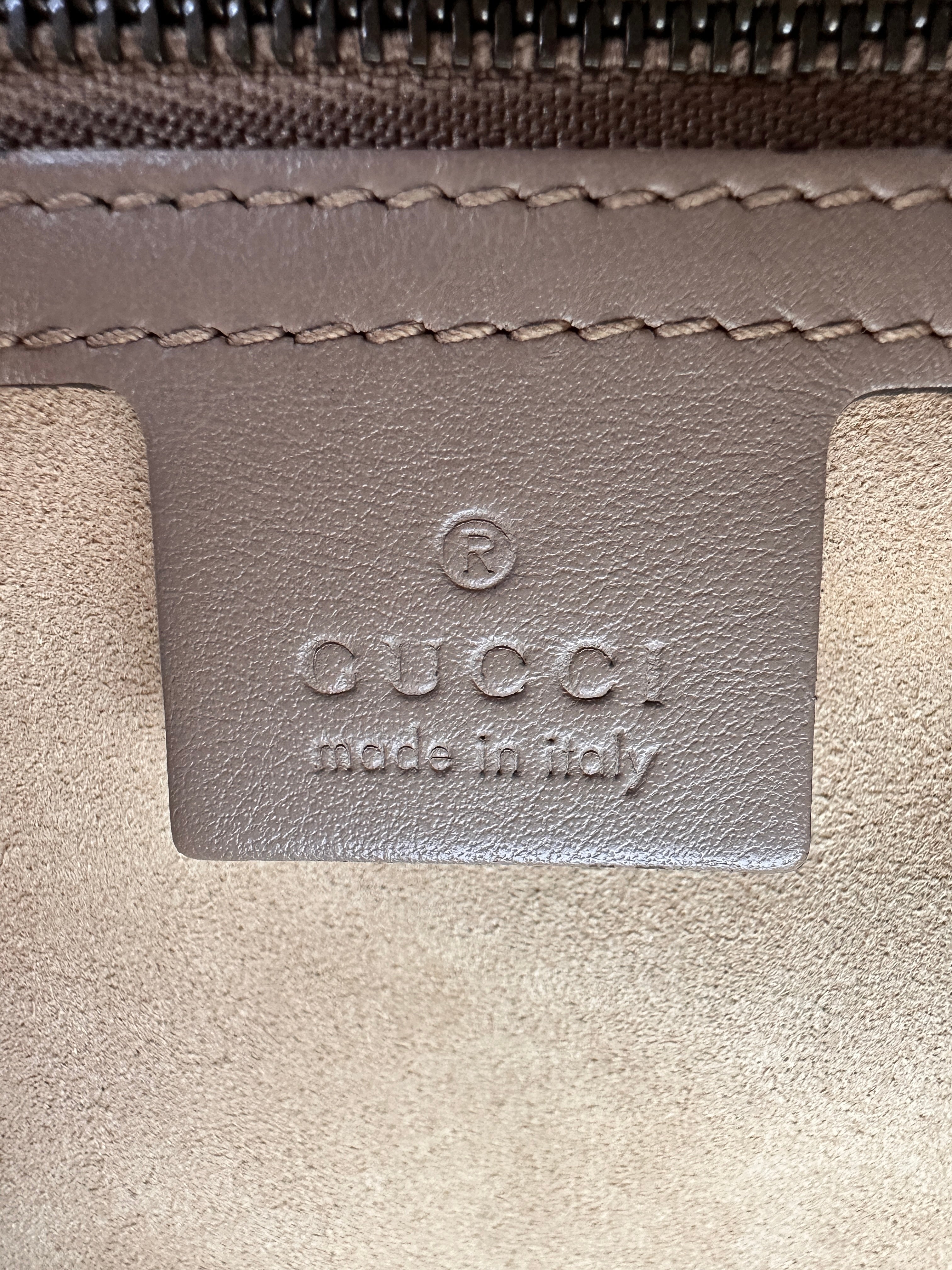 Gucci GG Marmont Beige Chevron Quilted Leather Medium Size Top Handle Bag GG902