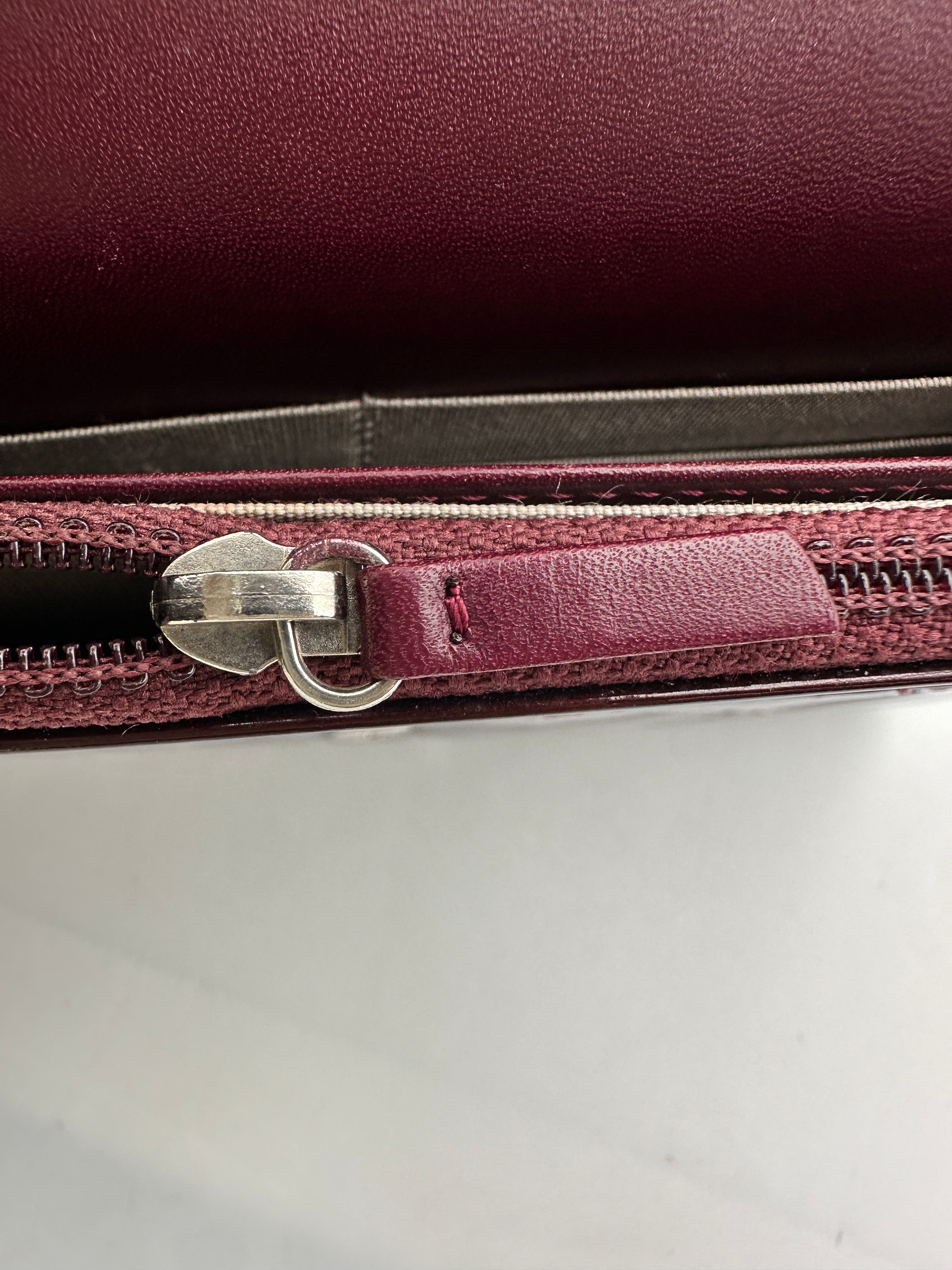 Chanel Burgundy Quilted Patent Leather Wallet On Chain With Crystal Buckle(18***29) CC1869