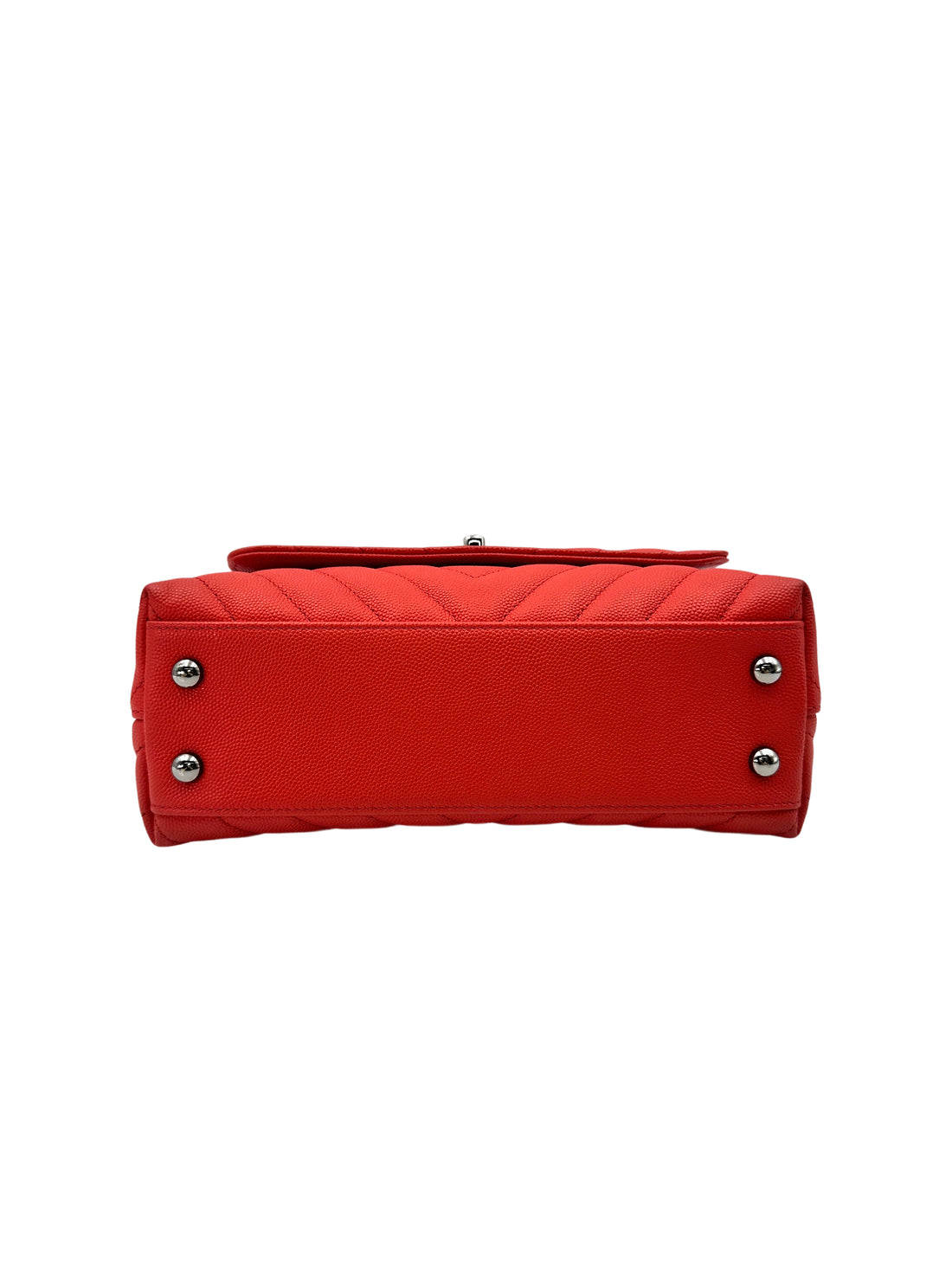 Chanel CoCo Handle Red Chevron Quilted Leather Handle Bag With Silver Buckle(28***40) IRIS203
